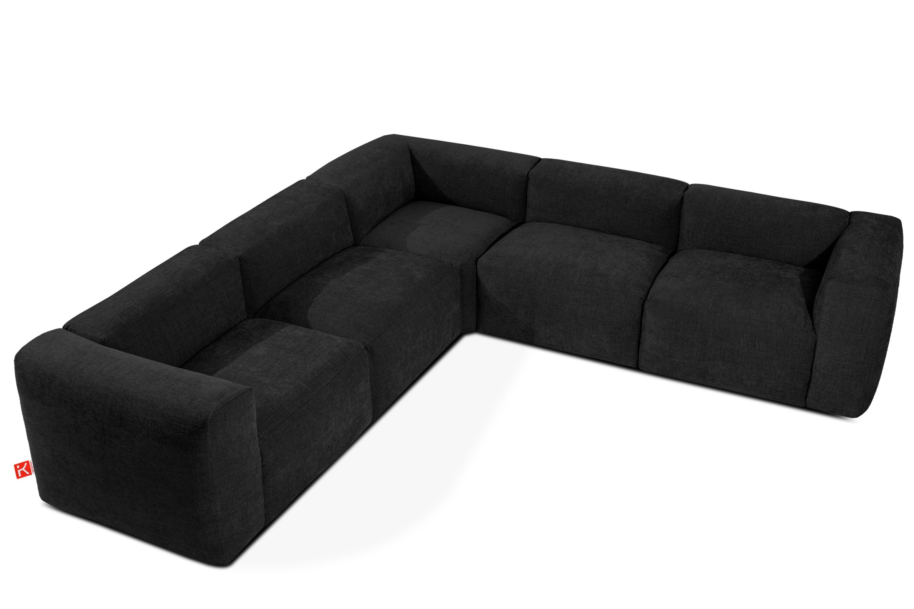 KONSIMO® Ecksofa BUFFO Ecksofa Links, hergestellt in der EU, 5 Personen, bequemer Sitz, Modern, Wellenfeder