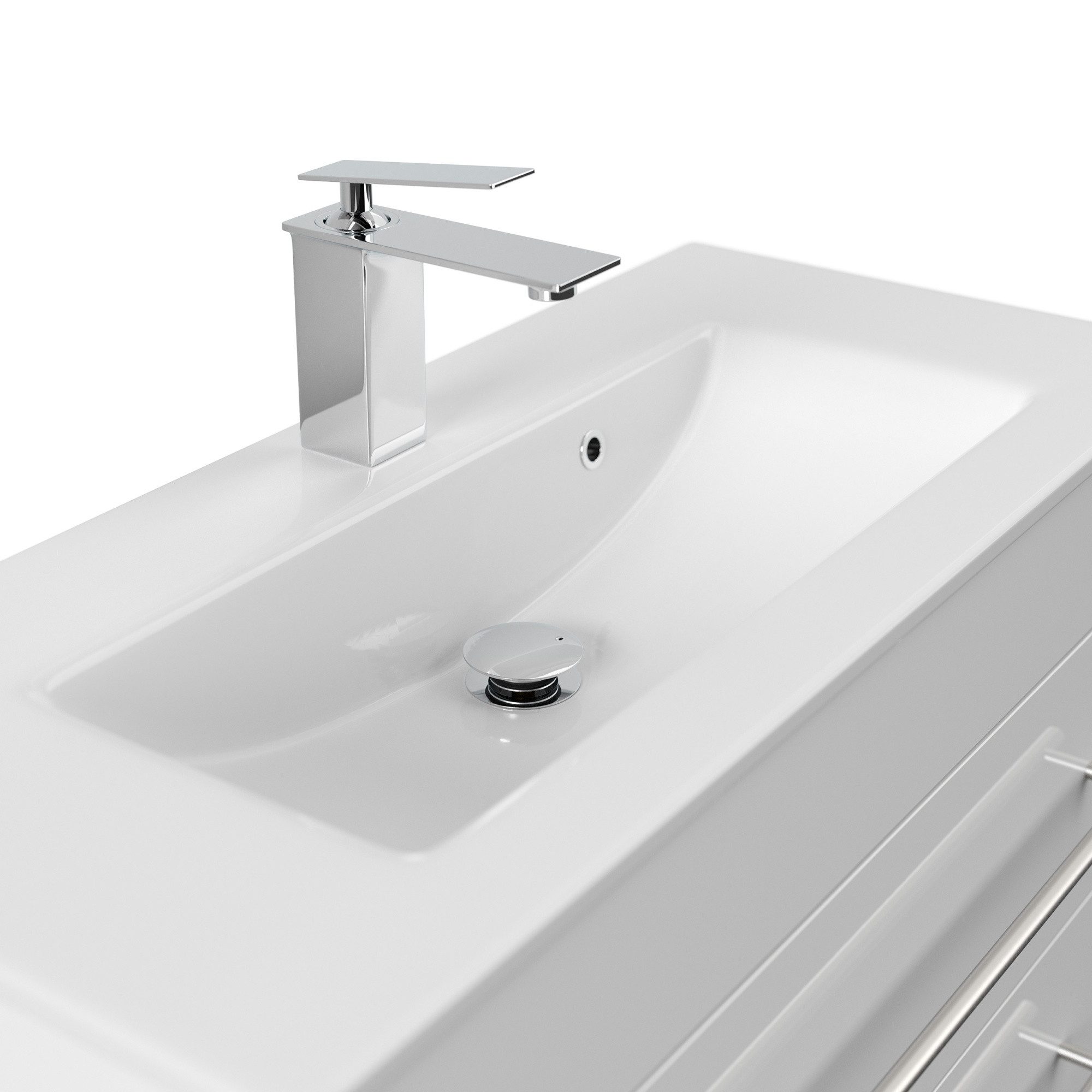 Magnolia Home Waschtisch Badmöbel Mars 800 SlimLine 80x36cm mit 2 SoftClose Schubladen weiss ho – Bild 5 von 5