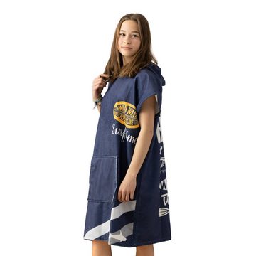 HOMELEVEL Bademantel Badeponcho für Kinder und Teenager - Poncho Handtuch mit Kapuze, Baumwolle