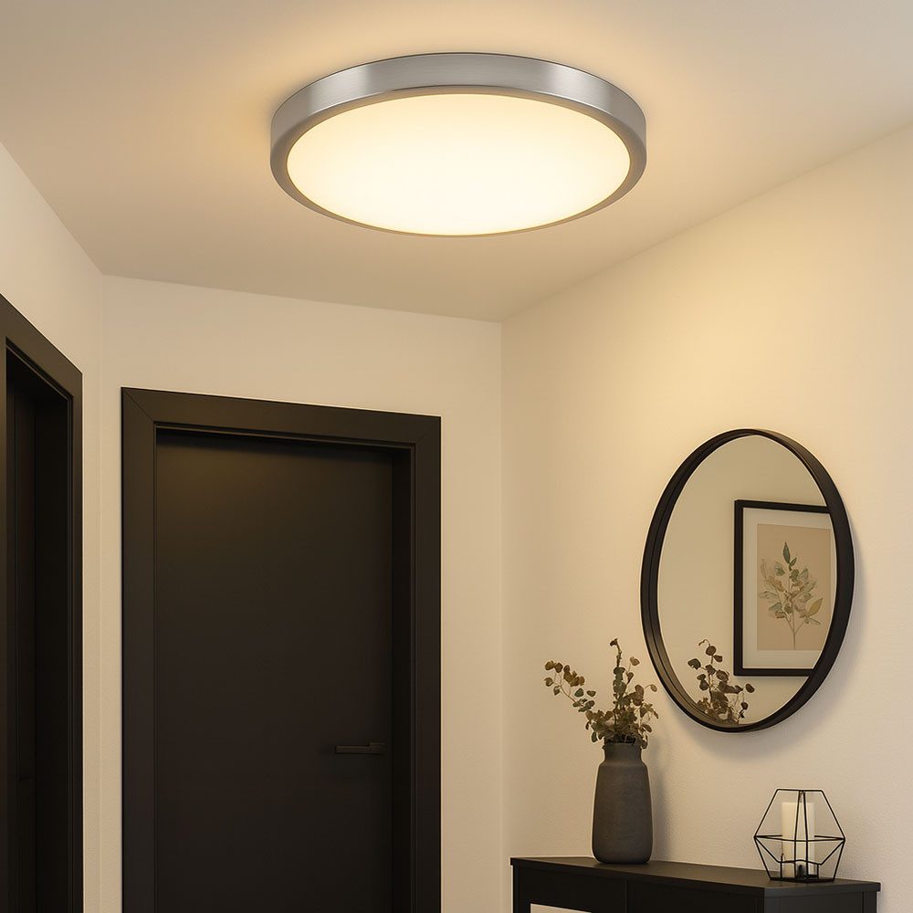 Esto LED Deckenleuchte, LED-Leuchtmittel fest verbaut, Warmweiß, Deckenleuchte Deckenlampe Wohnzimmerlampe Aluminium rund