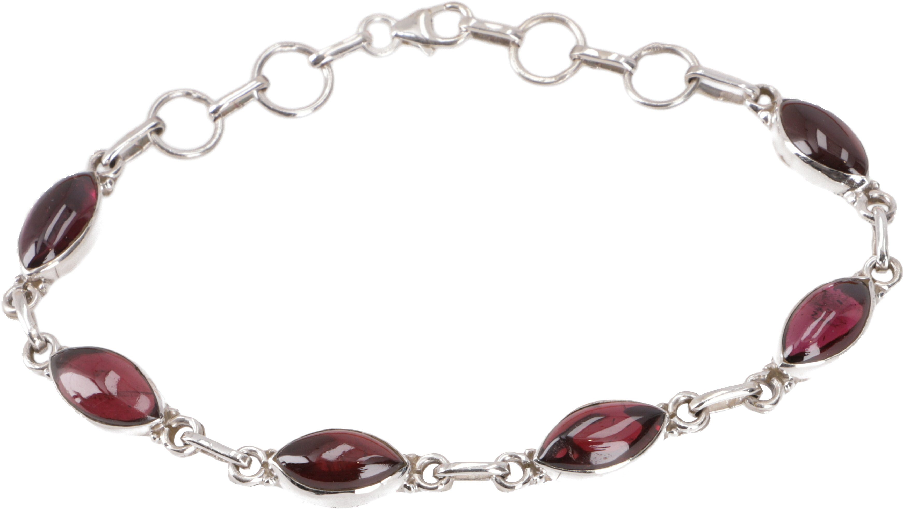 Guru-Shop Armreif Indisches Boho Silber Armband - Granat