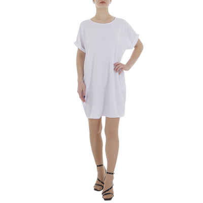 Ital-Design Tunikakleid Damen Freizeit (86164440) Kreppoptik/gesmokt Kleid in Weiß