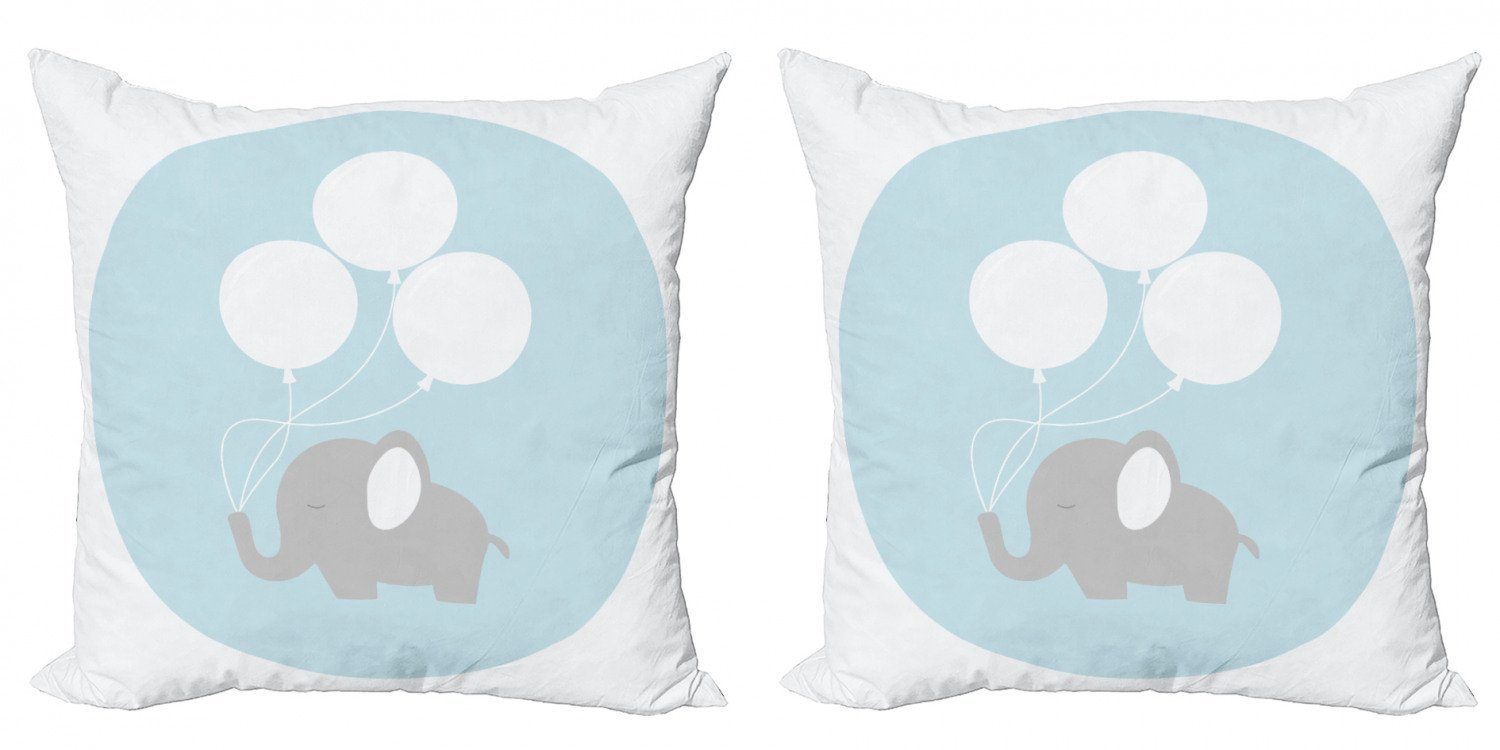 Kissenbezüge Modern Accent Doppelseitiger Digitaldruck, Abakuhaus (2 Stück), Elephant Nursery Balloons Baby-