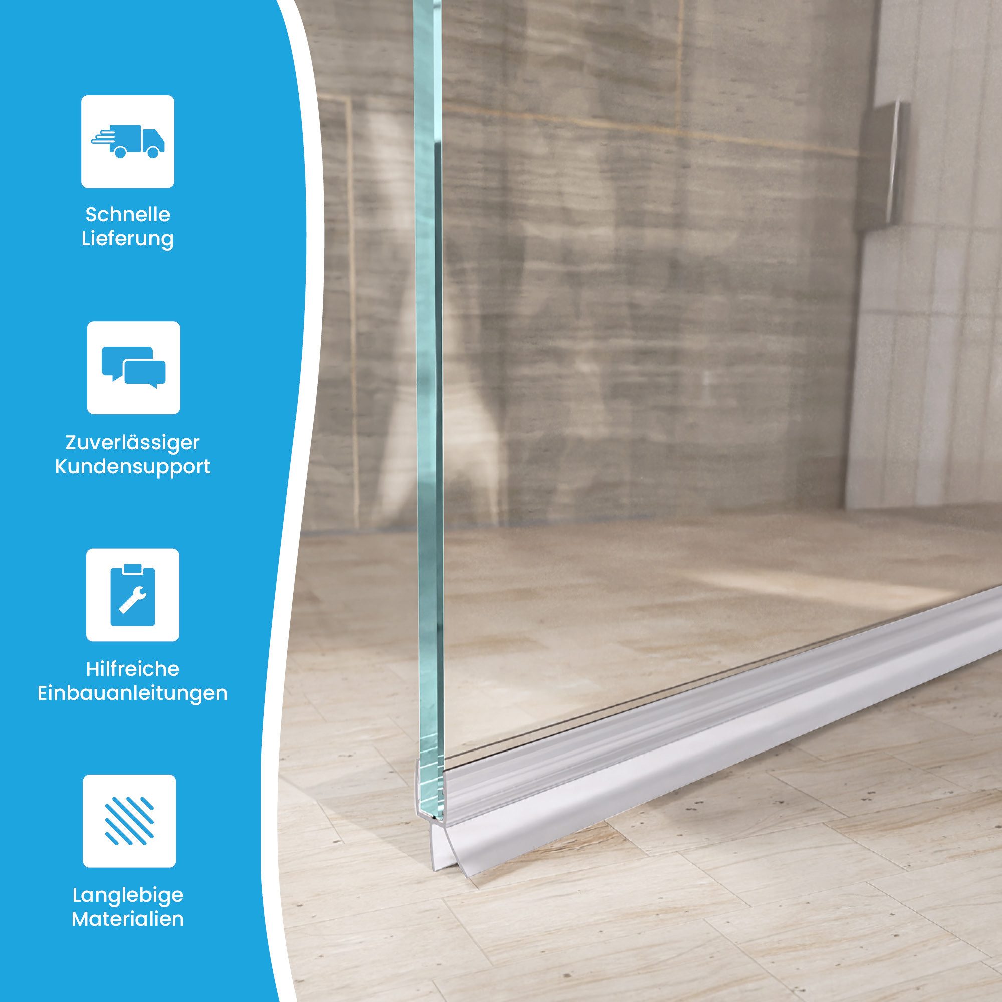 Duschtürdichtung 8 Mm, 50 Cm – Ersatzdichtung Für Glastüren, Kürzbar, Wasserabweisend, Transparent