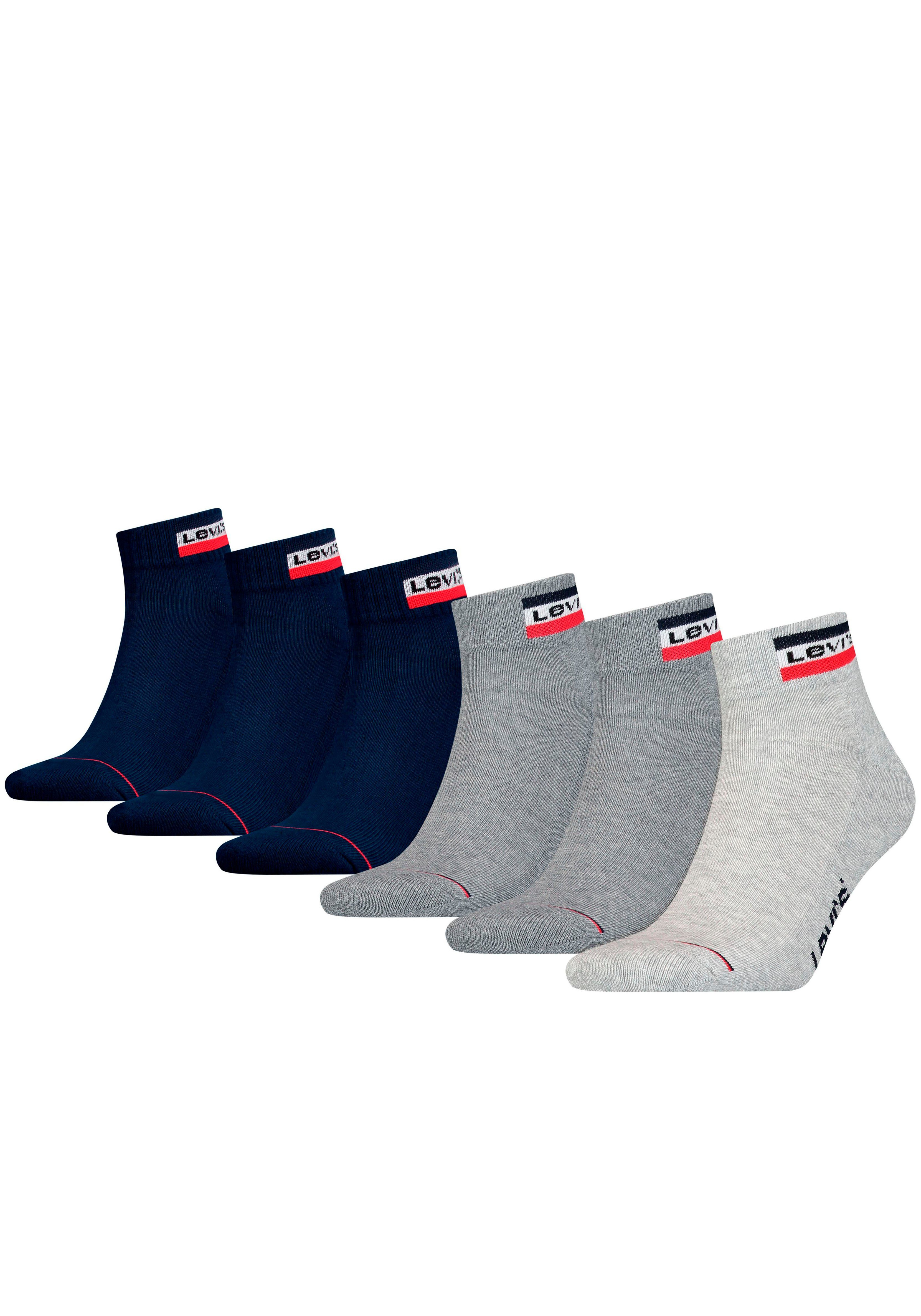 Levi's® Kurzsocken (Packung, 6-Paar) LEVIS MID CUT SPRTWR LOGO 6P ECOM grey/dress blues combo