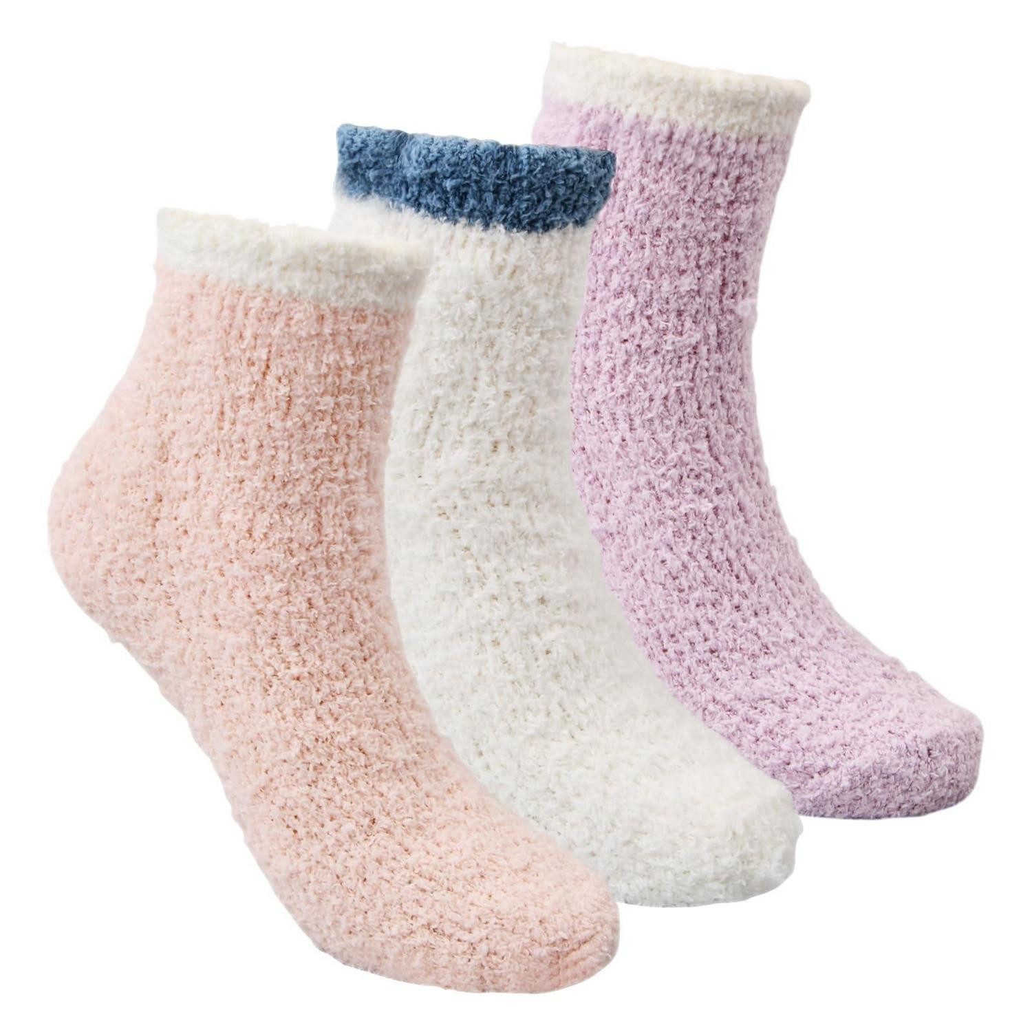 LuxusKollektion Haussocken Damen Kuschelsocken mit Noppen 35-42 3 Paare