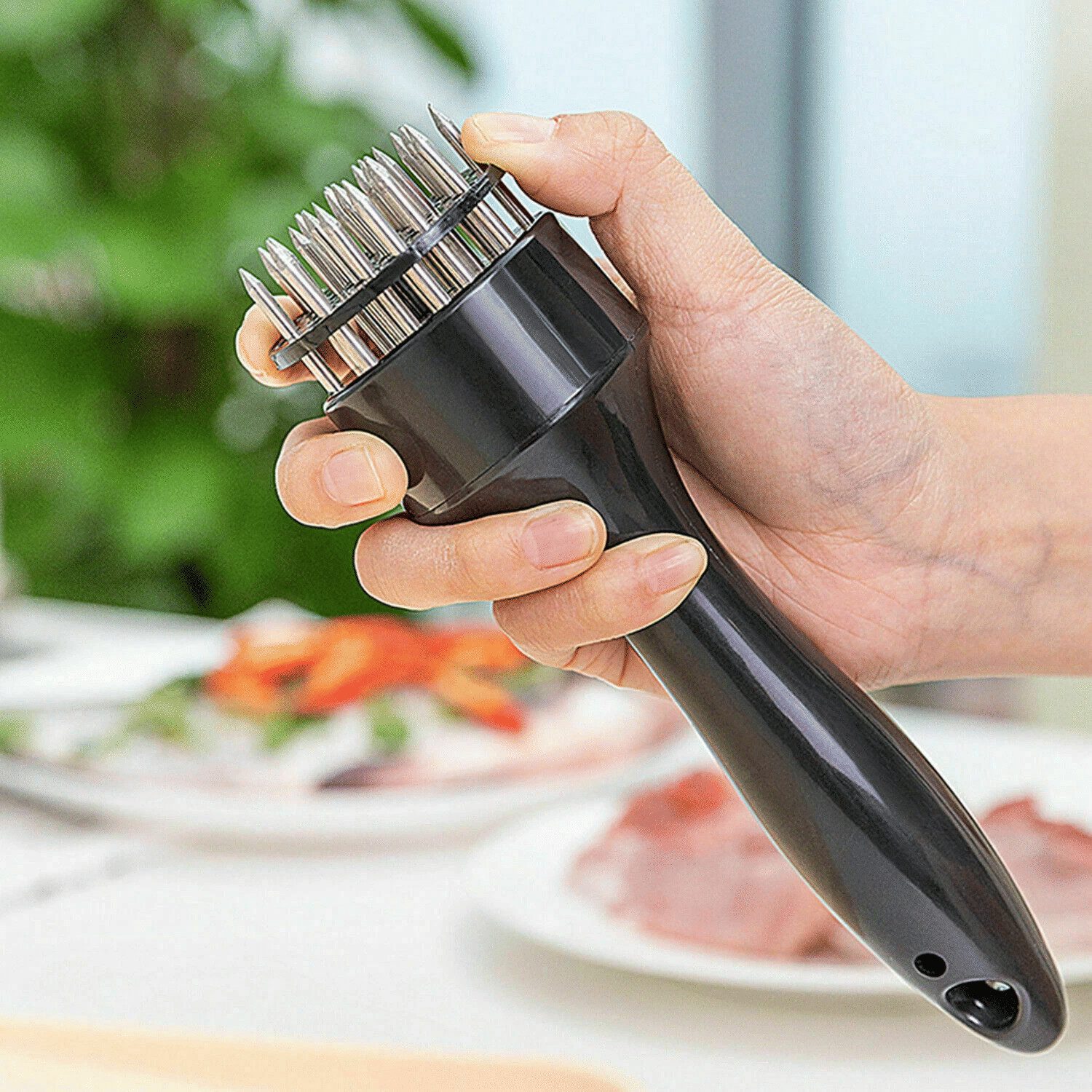 Rolipo Fleischklopfer Fleischklopfer 21 Nadeln Edelstahl Fleischzartmacher für Steak BBQ, für die Küche – Bild 2 von 5