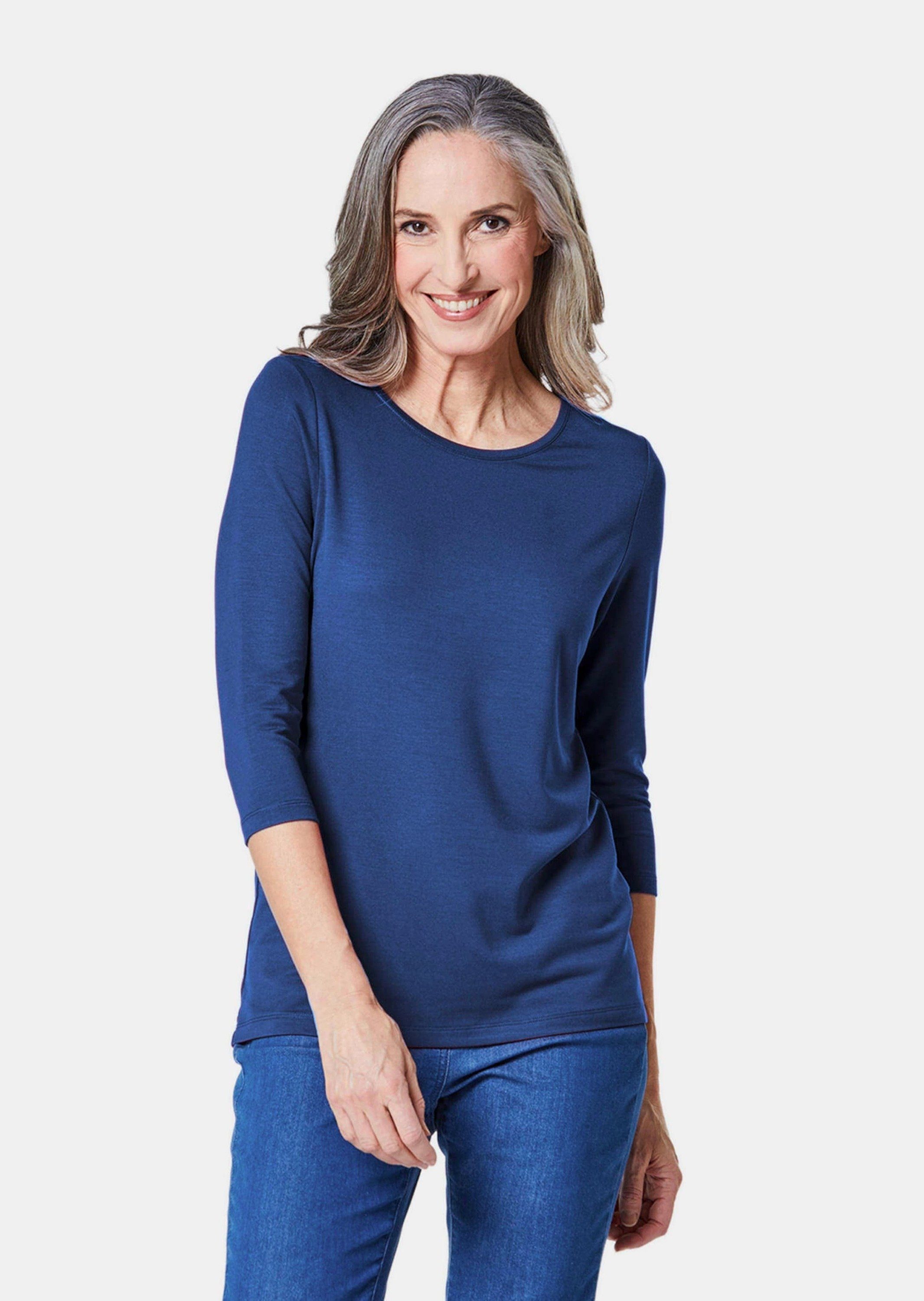 GOLDNER 3/4-Arm-Shirt Kombifreundliches Shirt mit ¾ Arm royalblau