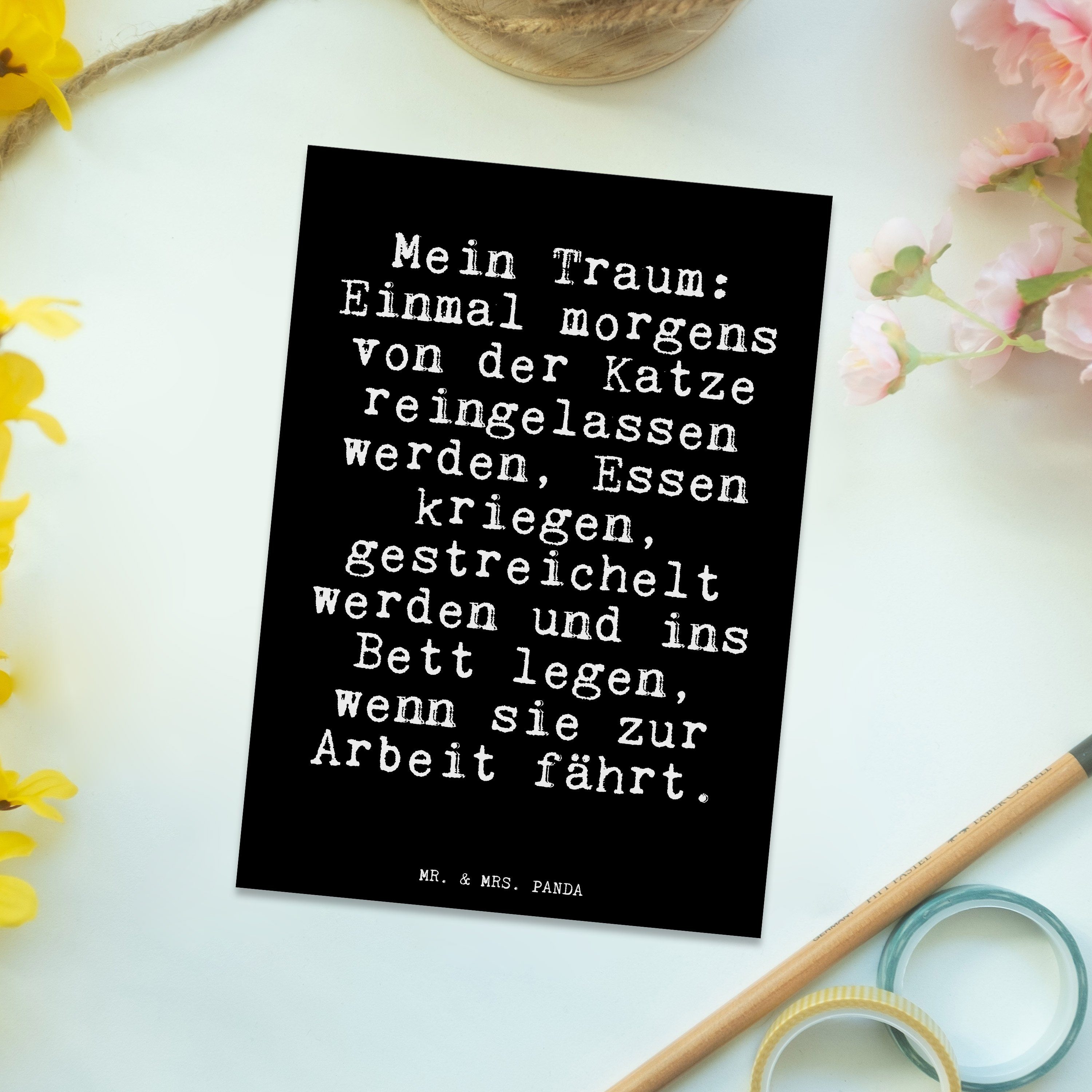 Mr. & Mein Postkarte Traum: - - Einmal Weisheite Geschenk, lustig, Panda morgens... Schwarz Mrs