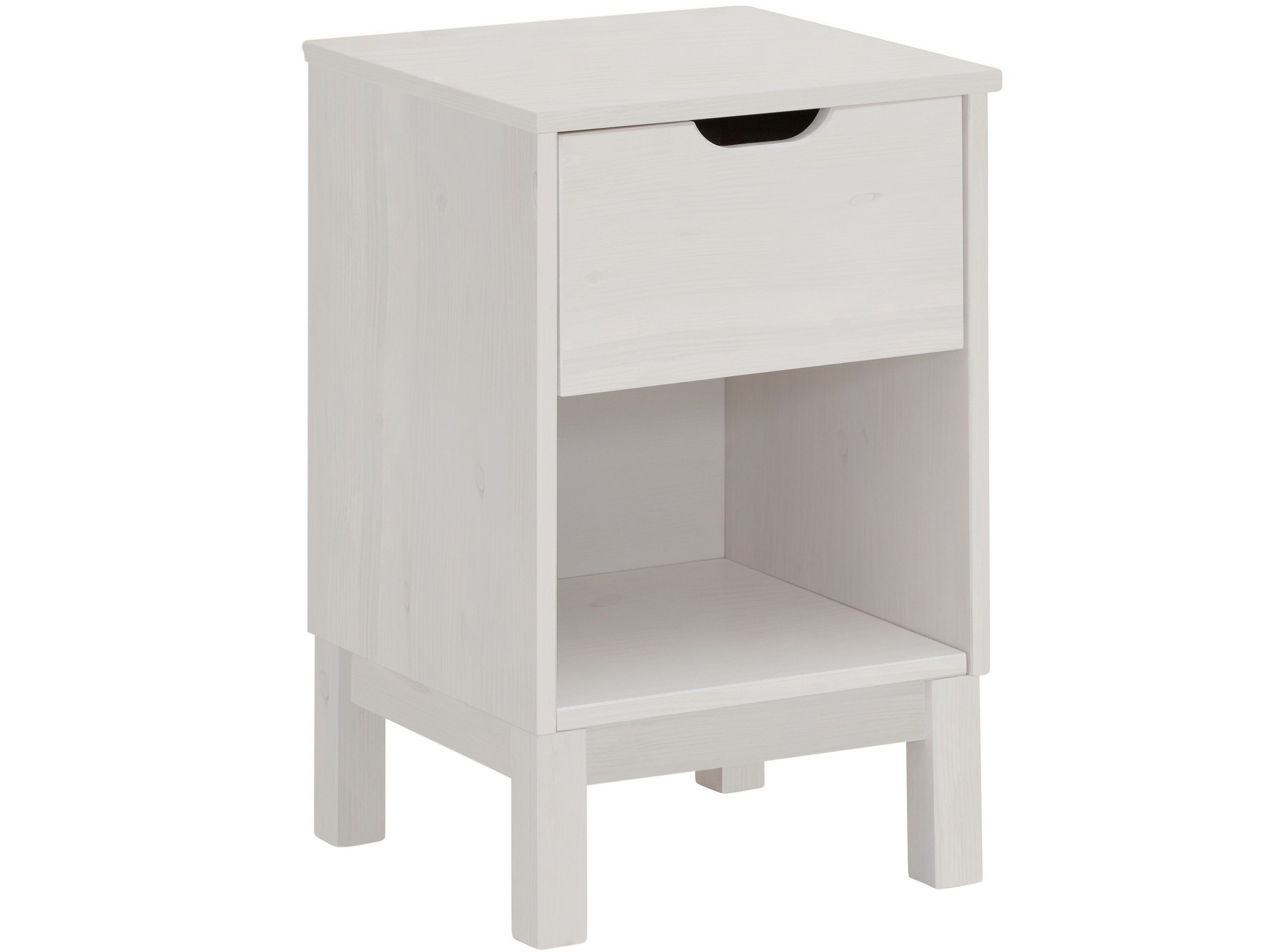 freiraum Nachtkommode Nachtkommode >Poznan< 1 Schublade in Weiß / Honig, Kiefer/MDF - 38x59x, in Weiß, Kiefer/MDF - 38x59x35cm (BxHxT)