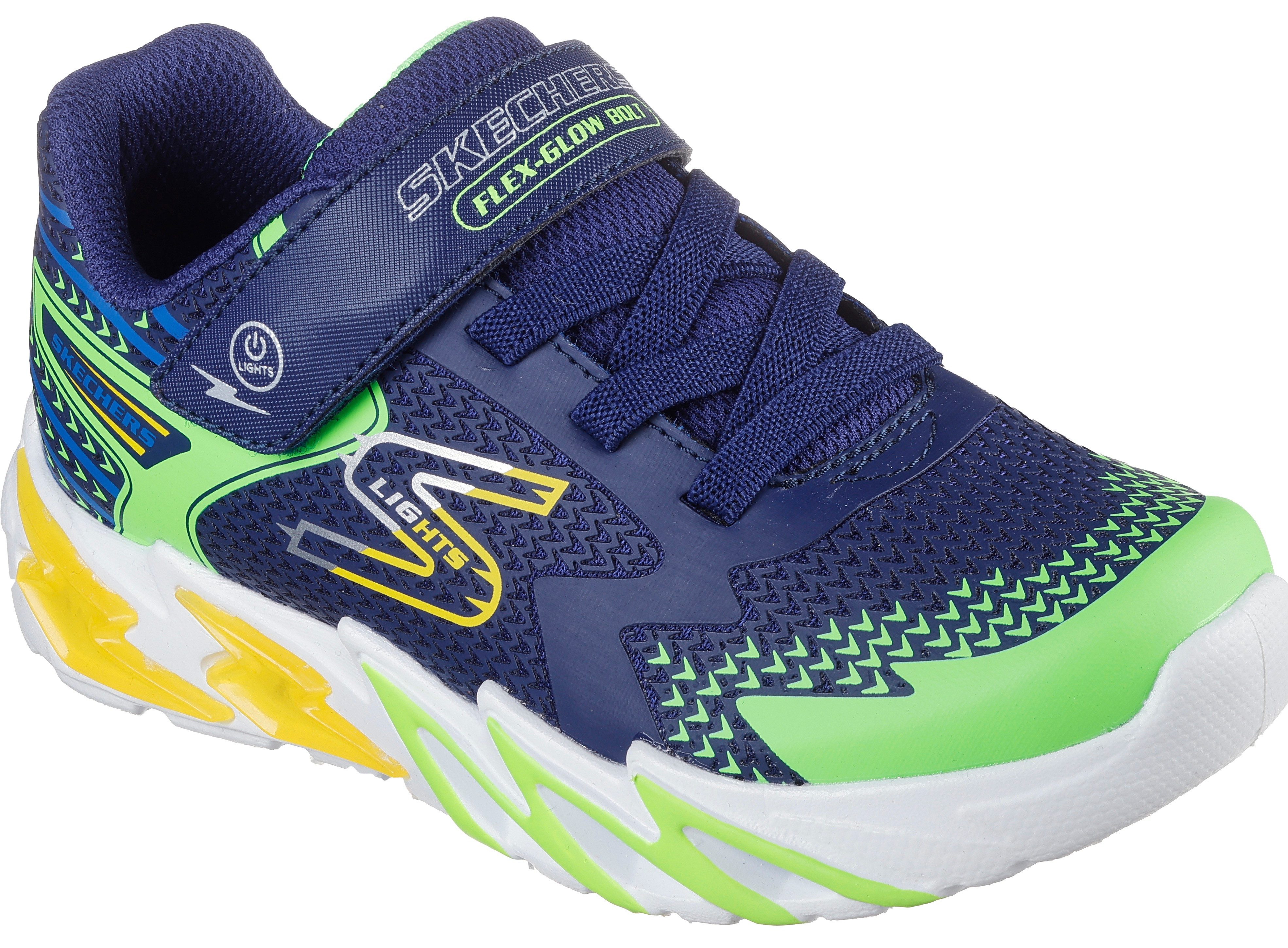 Skechers FLEX-GLOW 3.0 Slip-On Sneaker, Sneaker, Klettschuh, Kindergartenschuh mit auffälliger Sohle