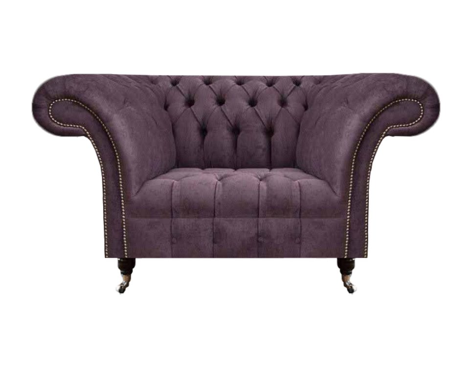 JVmoebel Chesterfield-Sessel Eleganter lila Samt-Sessel mit Knopfheftung (Sessel), Made in Europa