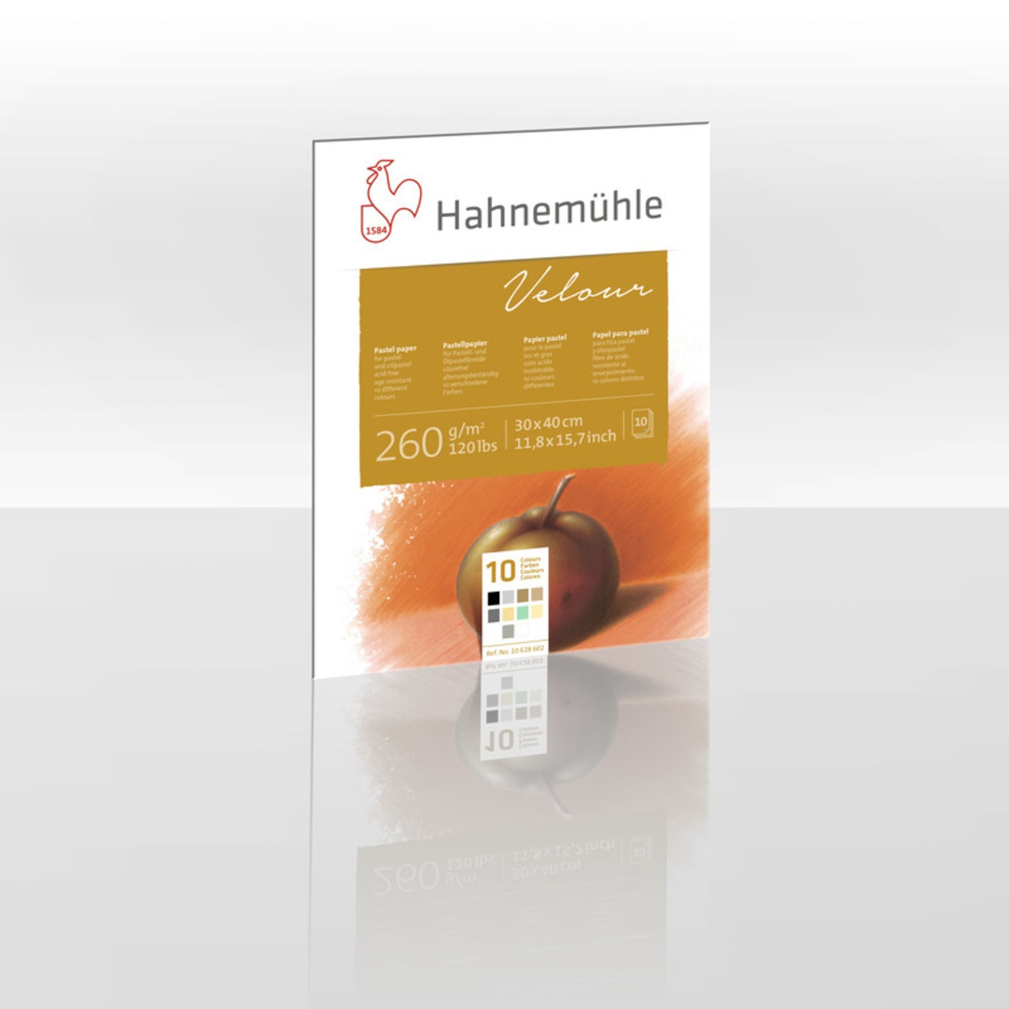 Hahnemühle Zeichenpapier Velour Pastellpapier 10 Farben, 30x40cm, 260g/m², 10 Blatt