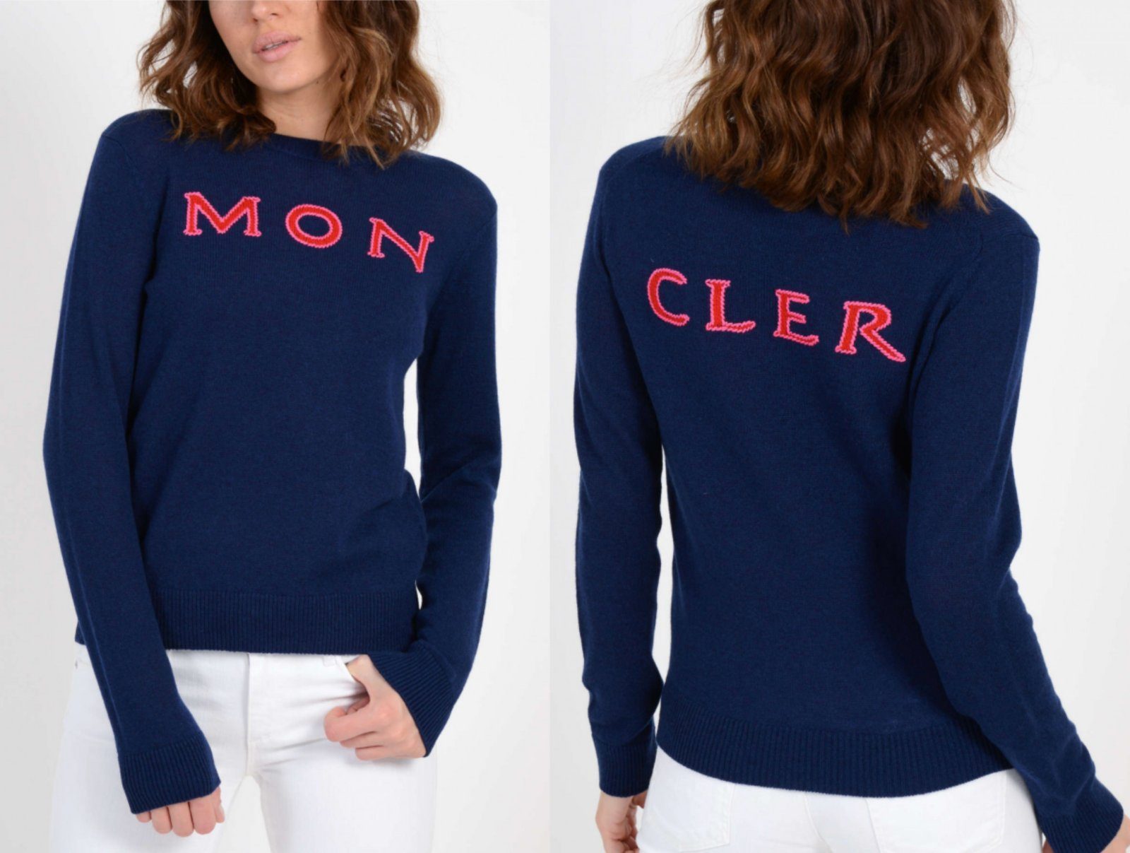 MONCLER В'язані светри MONCLER Logo Intersia Knitted Cashmere Jumper Sweater Sweatshirt Pulli