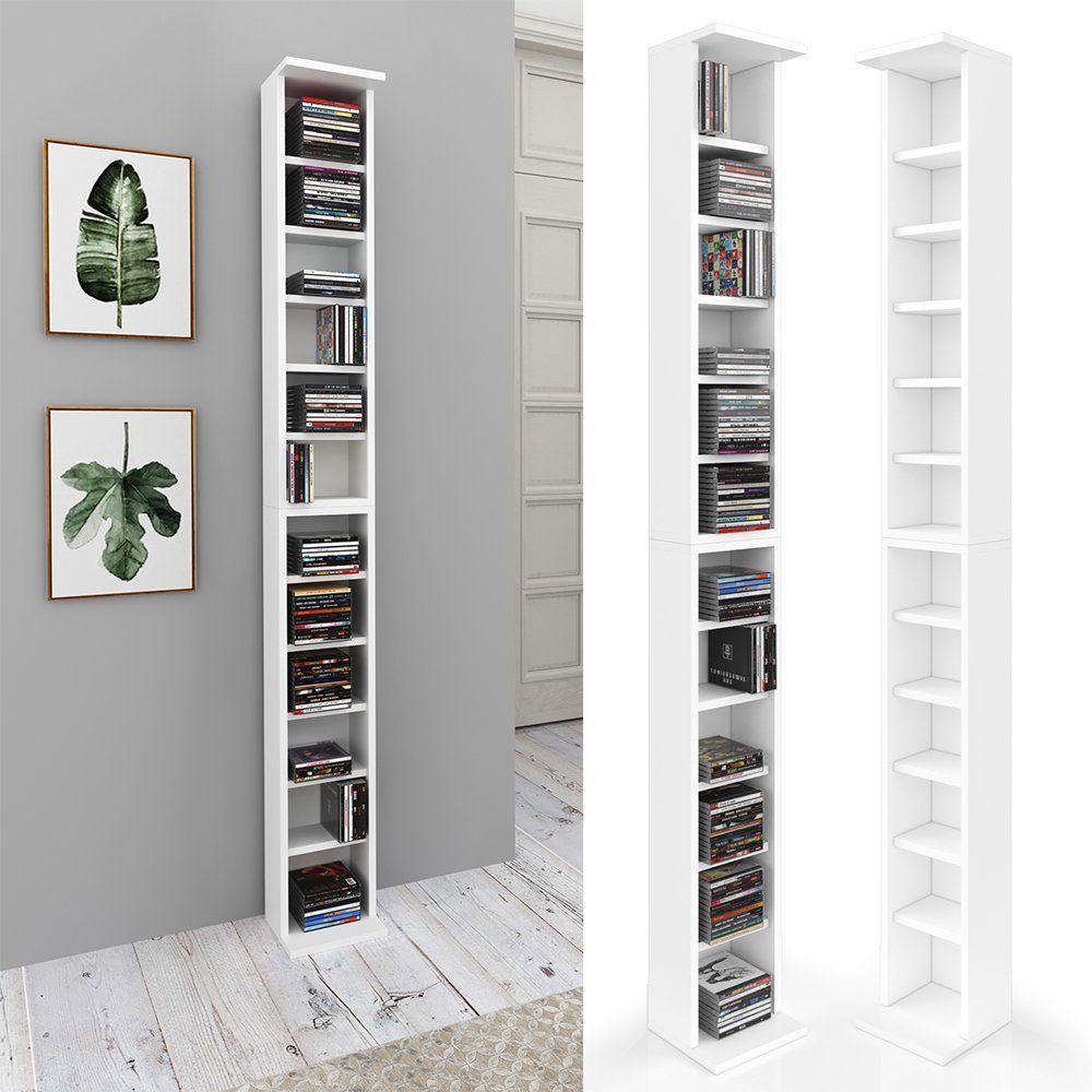Vicco CD-Regal, Weiß/Weiß, 21 x 91.8 cm Groß 2er set günstig online kaufen