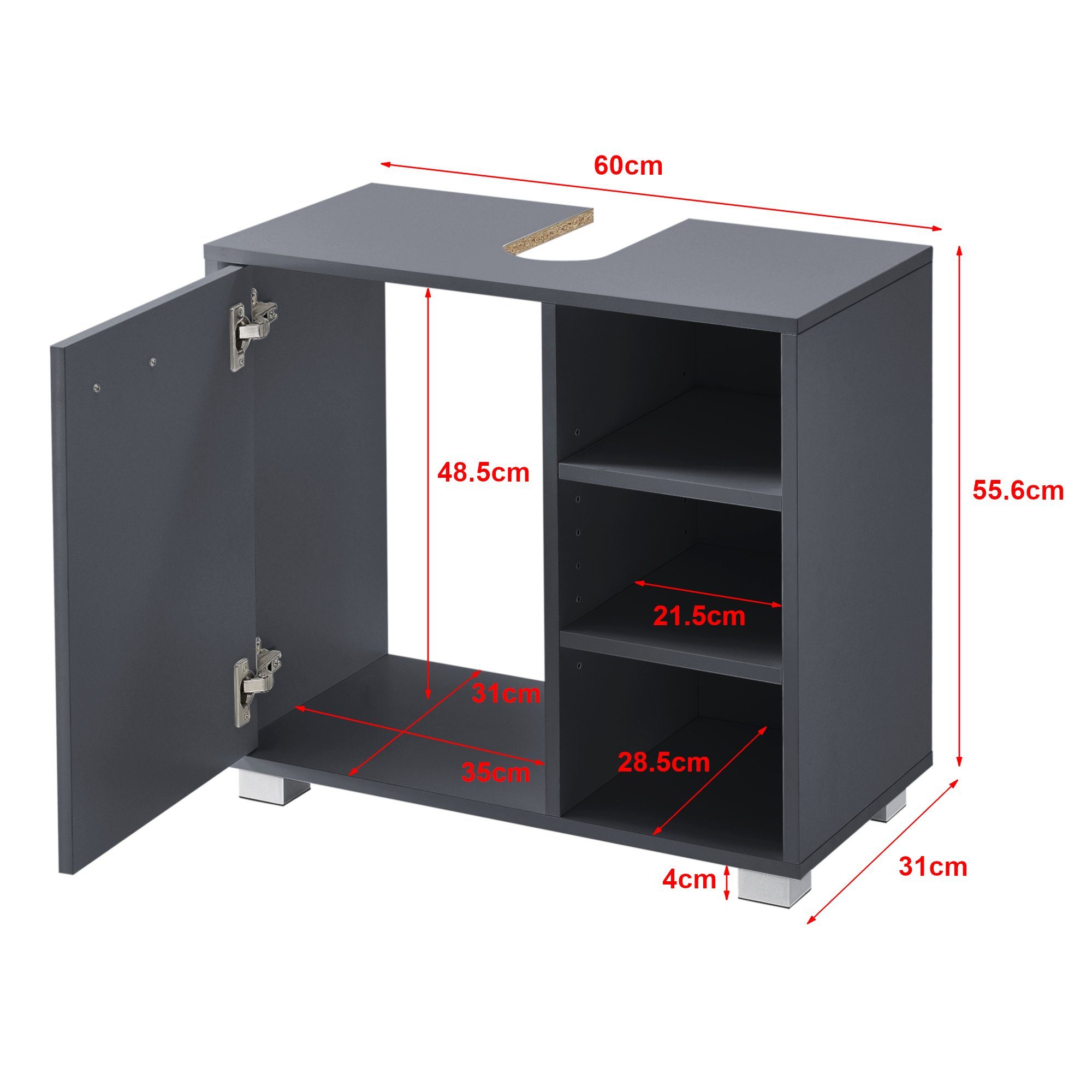 en.casa Waschbeckenunterschrank »Narvik« Badezimmerschrank mit Tür und 3 Ab günstig online kaufen