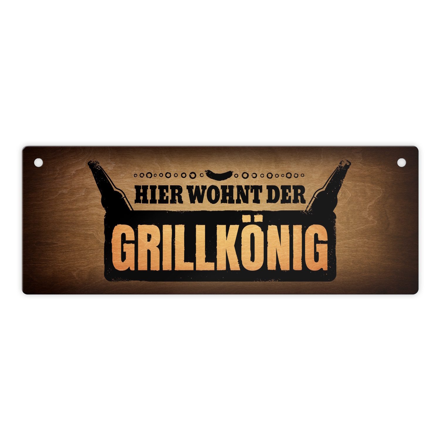 Metallschild Hier wohnt der Grillkönig Metallschild Grill grillen König Fleisch