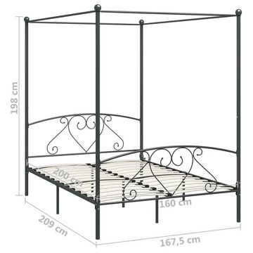 furnicato Bett Himmelbett-Gestell Grau Metall 160 x 200 cm