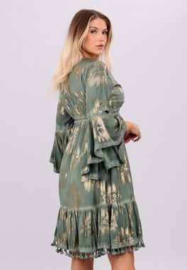 YC Fashion & Style Tunikakleid "Boho-Chic Kleid in Edlem Khaki mit Goldenen Highlights" Boho, in Unifarbe