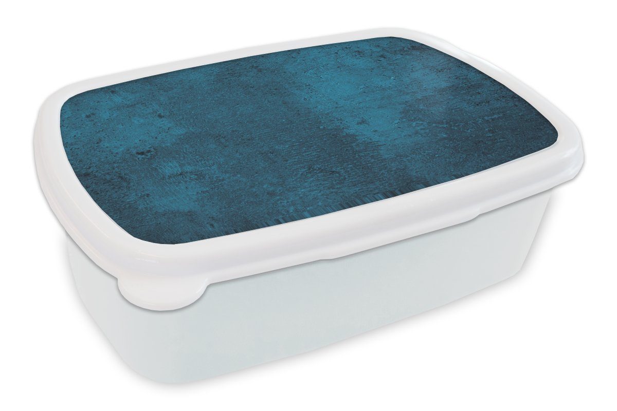 MuchoWow Lunchbox Naturstein - Beton - Stein - Blau, Kunststoff, (2-tlg), Brotbox für Kinder und Erwachsene, Brotdose, für Jungs und Mädchen weiß