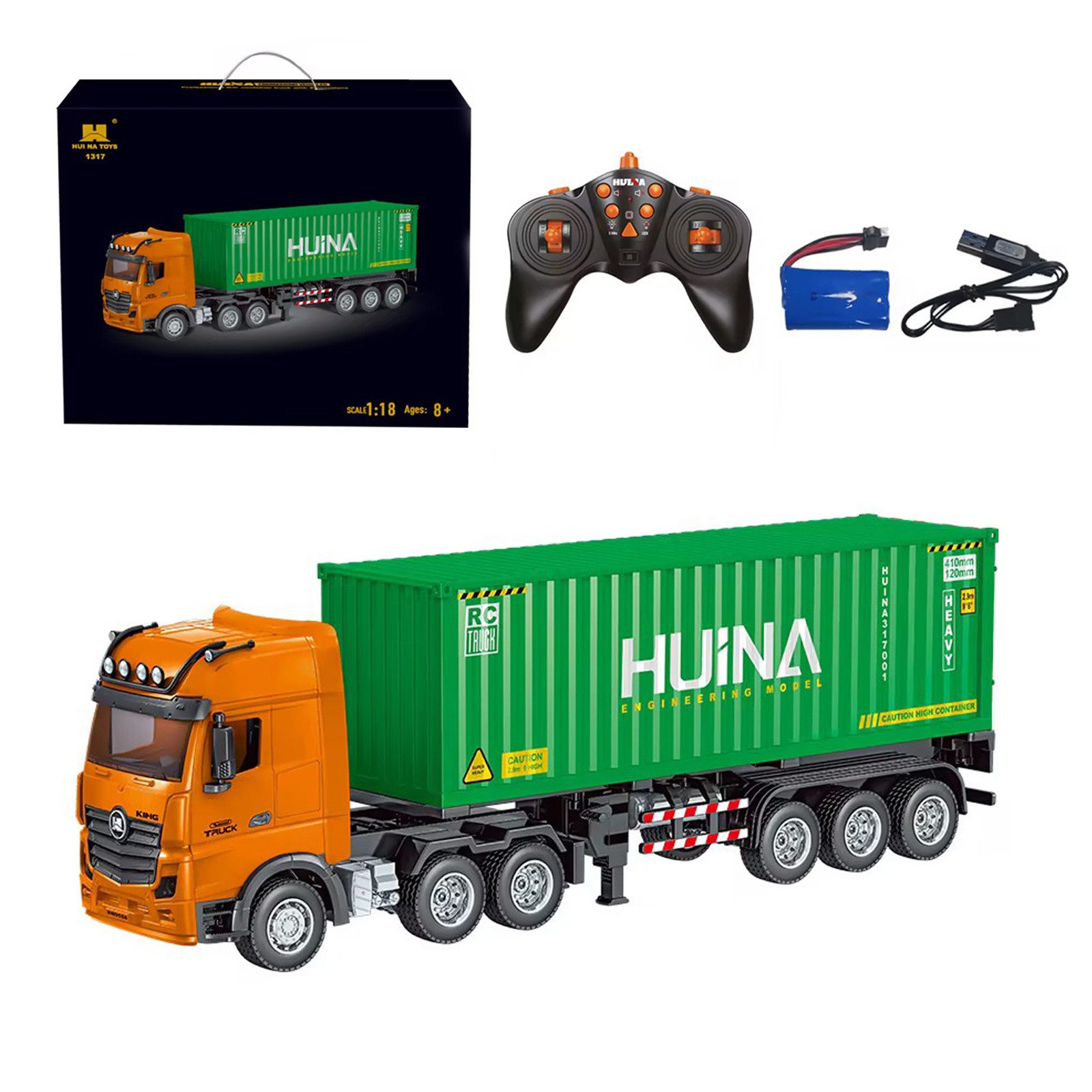 RC-Traktor Ferngesteuerter großer Auto mit Versandcontainer, RC LKW, Lastwagen
