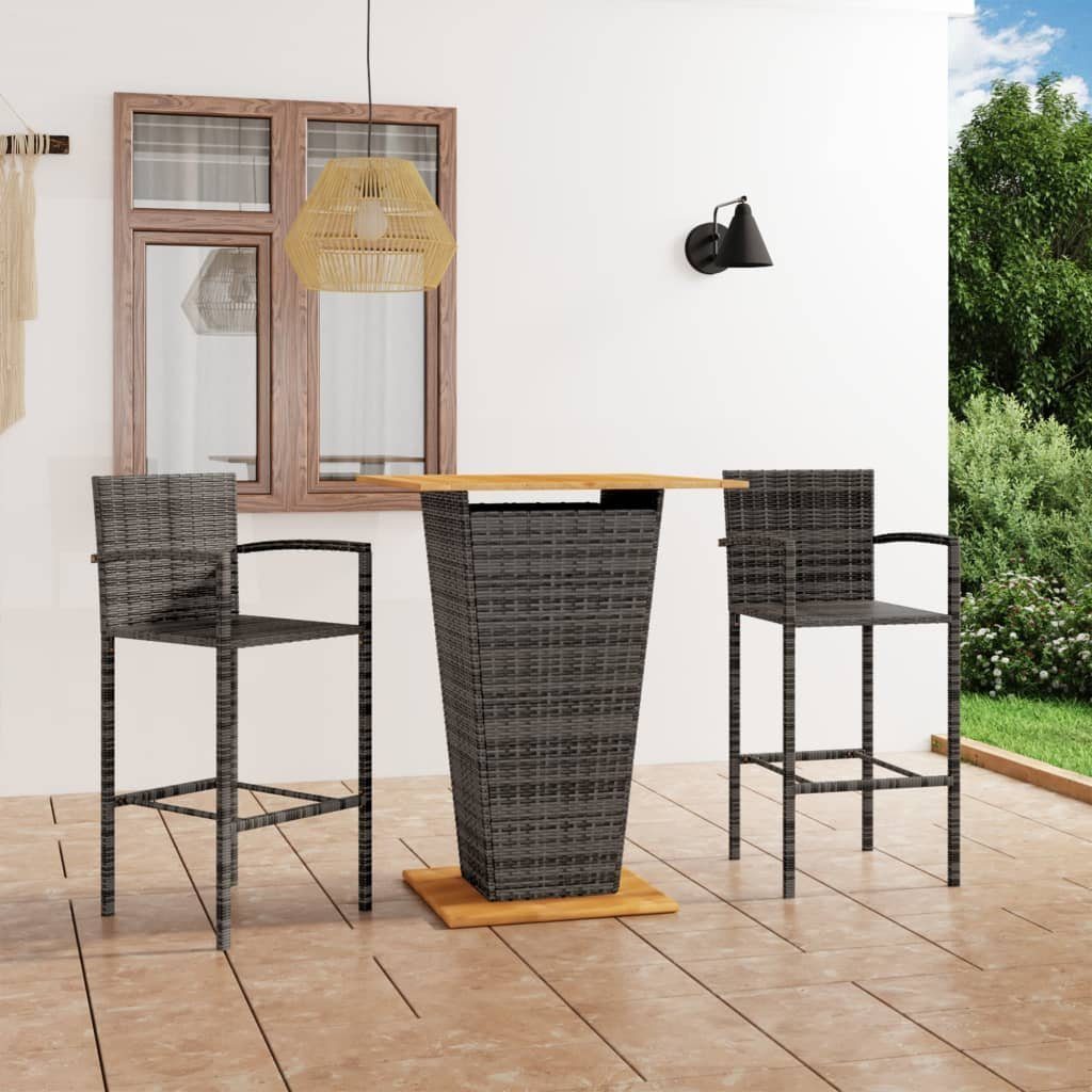 furnicato Gartenbar-Set 3-tlg. Grau, (1-tlg)