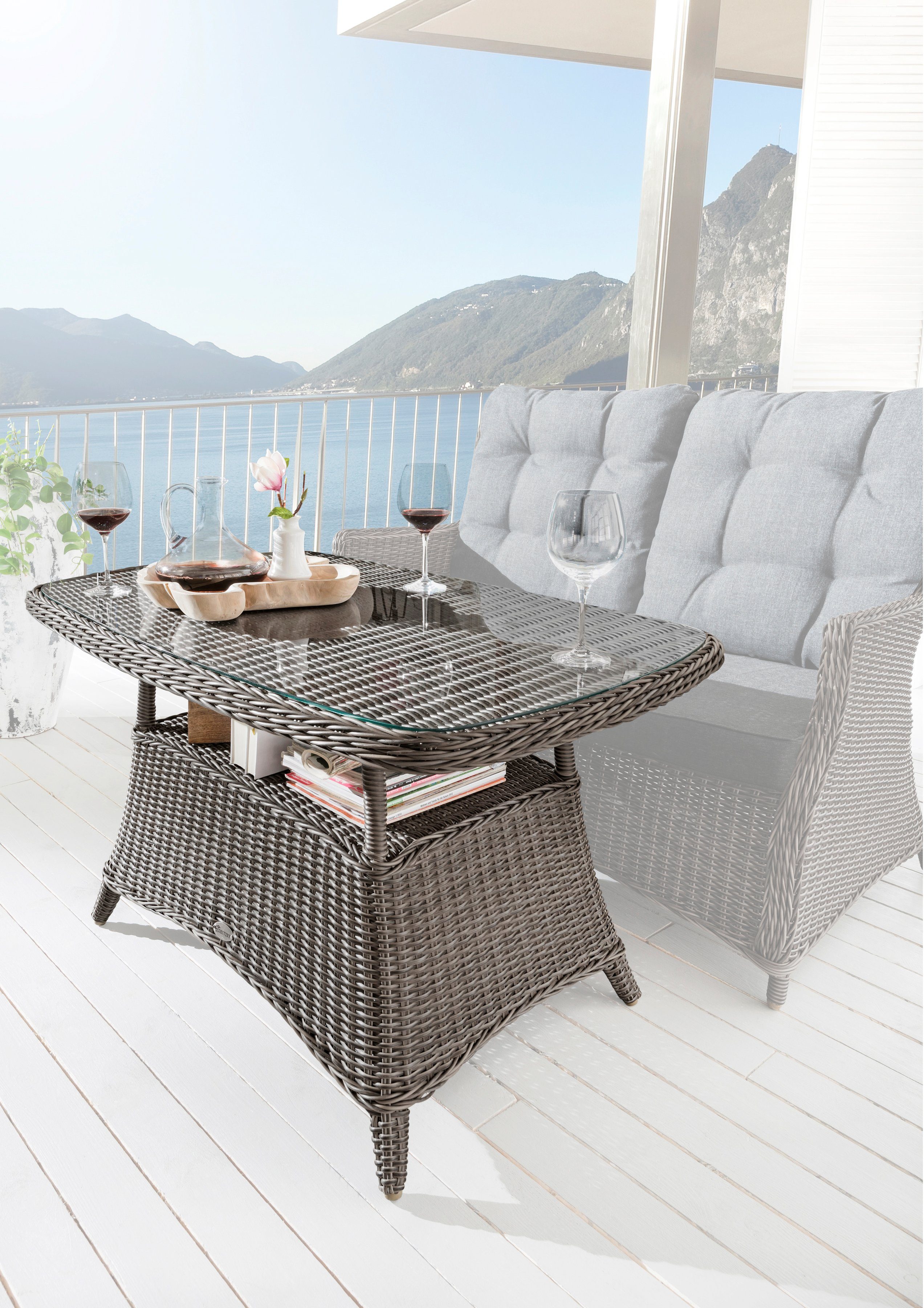 Destiny Gartentisch CASA MERANO, (120x66x77cm), Aluminium, Polyrattan