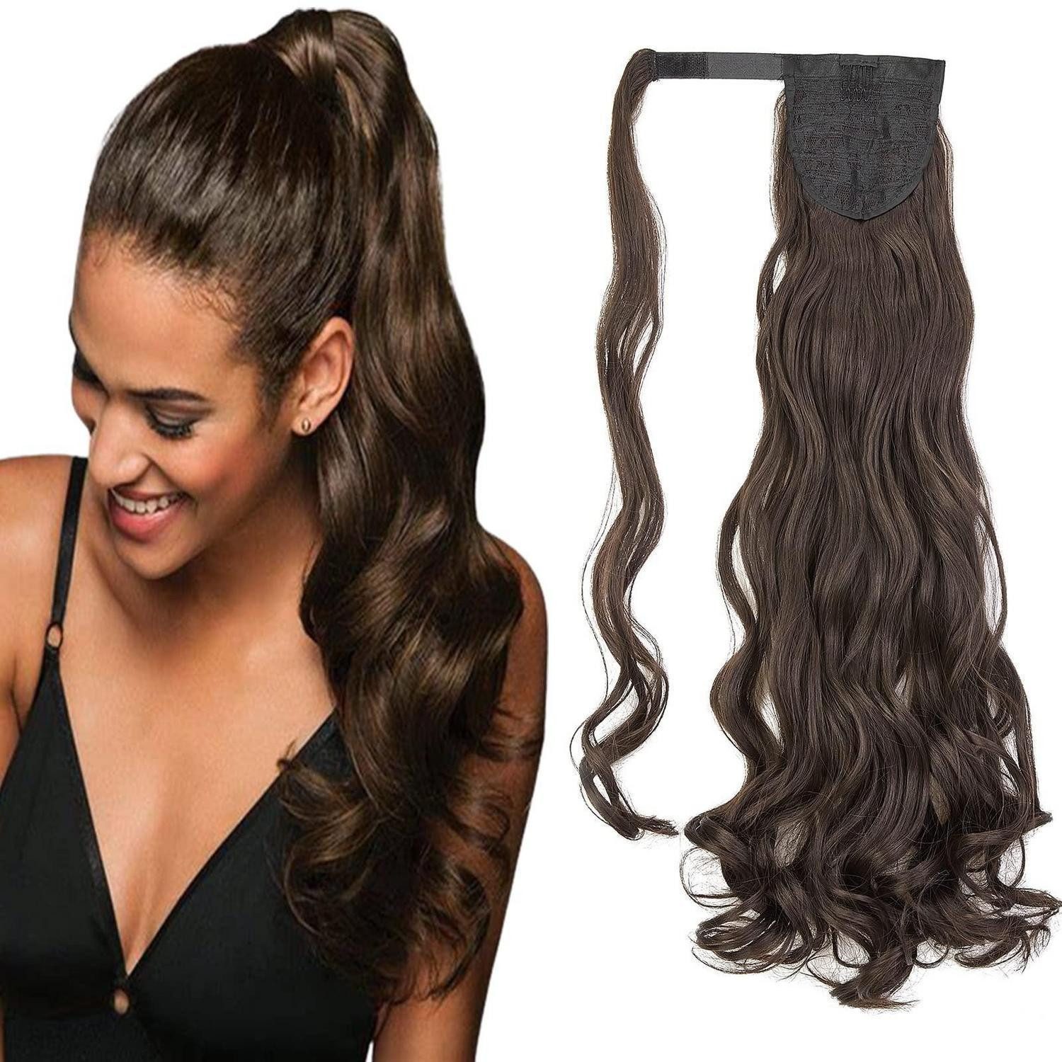 Kunsthaar-Extension Ponytail Extensions Clip in Pferdeschwanz Haarteil 60 cm Mittel Braun