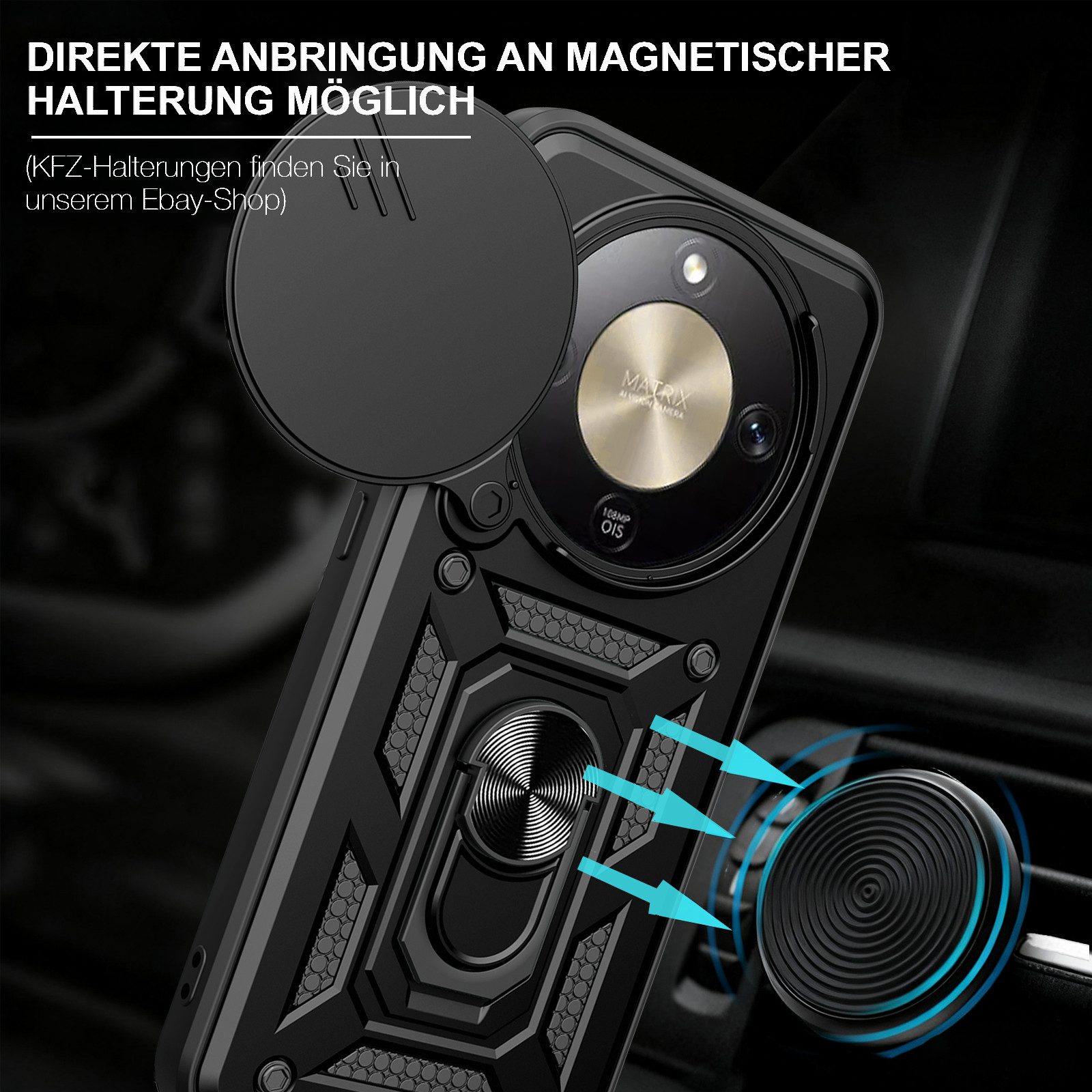 betterfon Handyhülle Panzer Hülle für Honor Magic 8 Lite Outdoor Case mit Kameraschutz, Outdoorhülle mit Ringhalter Smartstand und Silikonkern – Bild 3 von 5
