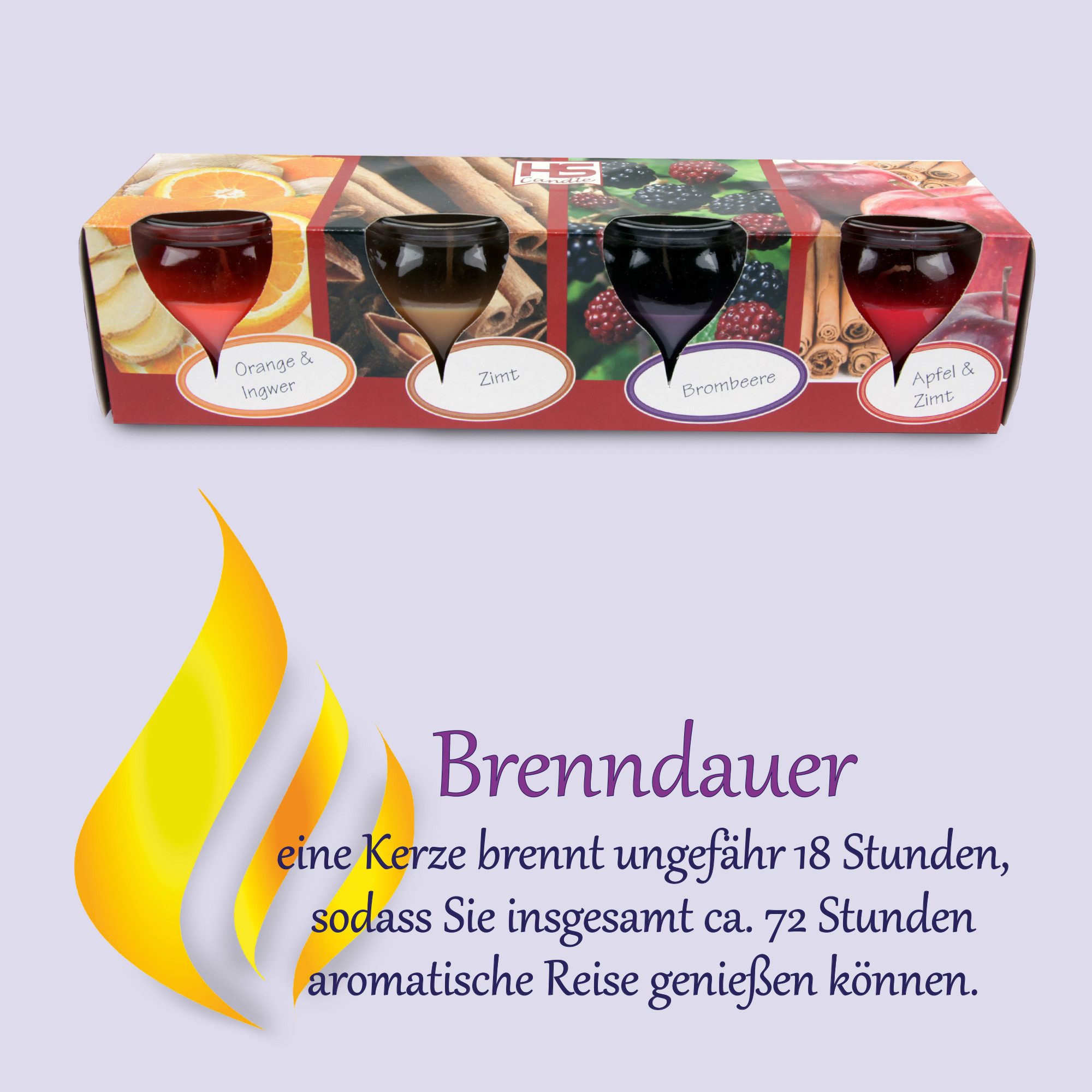 HS Candle Duftkerze Selection Duftmix im Glas (12-tlg), Winter Spice, Duftnote winterlich süß, Ø6x6cm, 18h, ideal für Advent – Bild 5 von 5