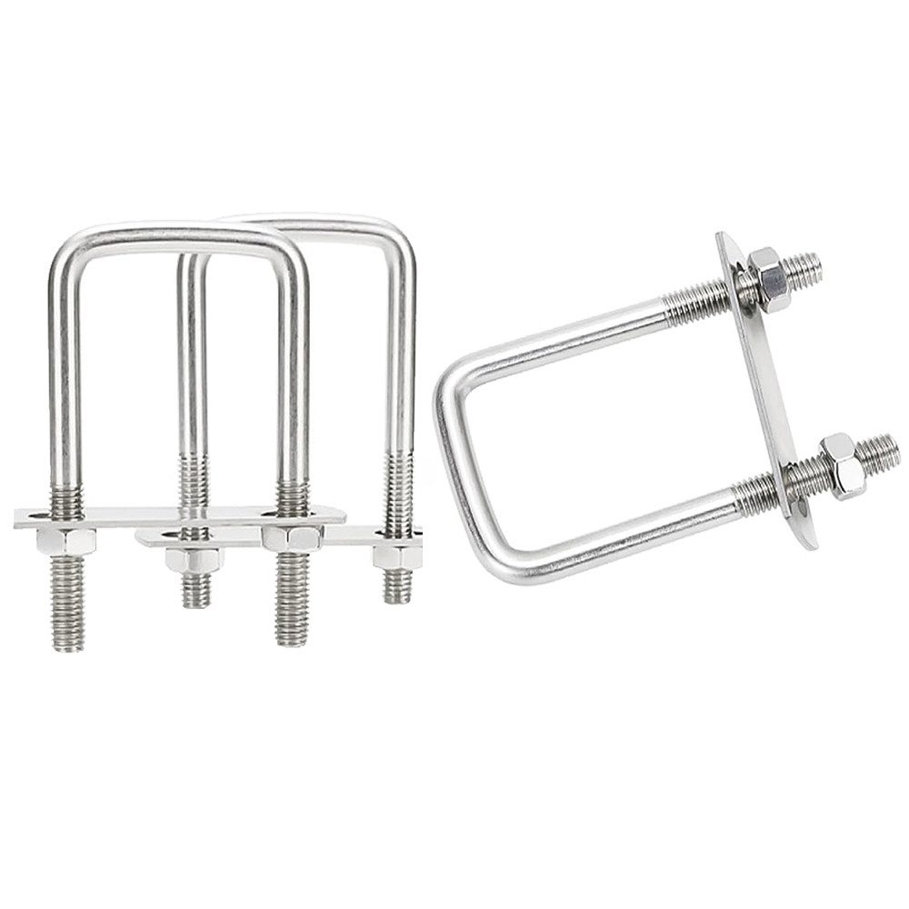 PRIISF Schraube 8er Edelstahl M8 70x110mm U Bügel Mutter Bolzen Bügelschraube Anhänger, (Vierkant U-Bolzen Bügelschrauben Bügelbolzen mit Muttern Gegenplatte, Gewindebügel Bügelschelle Dachträger Doppelstabmattenzaun), Befestigung für Rohre, Mechanischen Armaturen, Rohrsicherungsringe