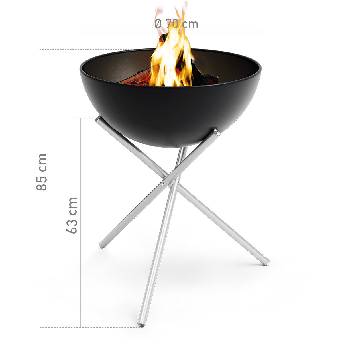 höfats Feuerkorb BOWL 57, 70 Feuerschale, (kippbarer Feuerkorb, Stahl emailliert, raucharme Feuerstelle mit Plancha Grillplatte und Grillrost nutzbar), langlebiges Produkt
