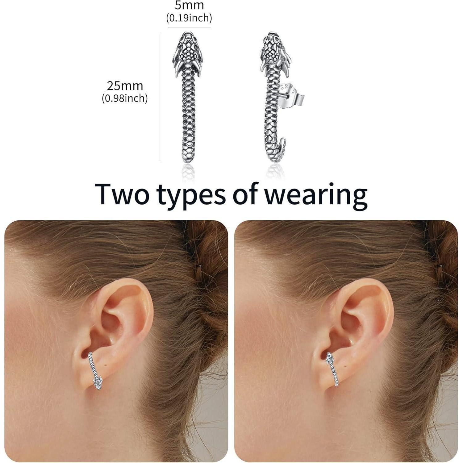 LuxusKollektion Paar Ohrstecker Ohrringe Sterlingsilber Wolfskopf Blumen Frauen Drachen