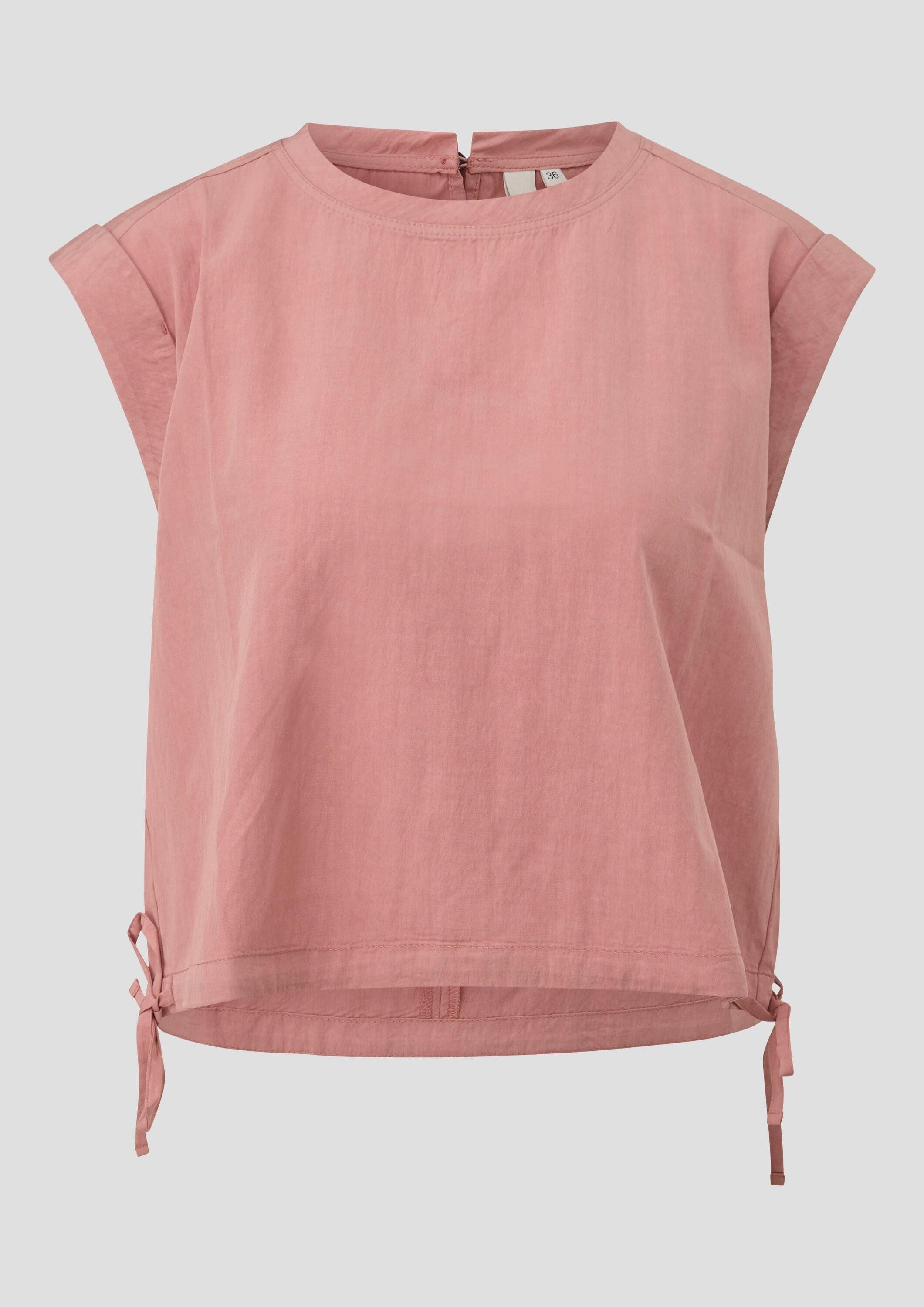 QS Kurzarmbluse Bluse Verkürztes Blusentop mit Tunnelzug