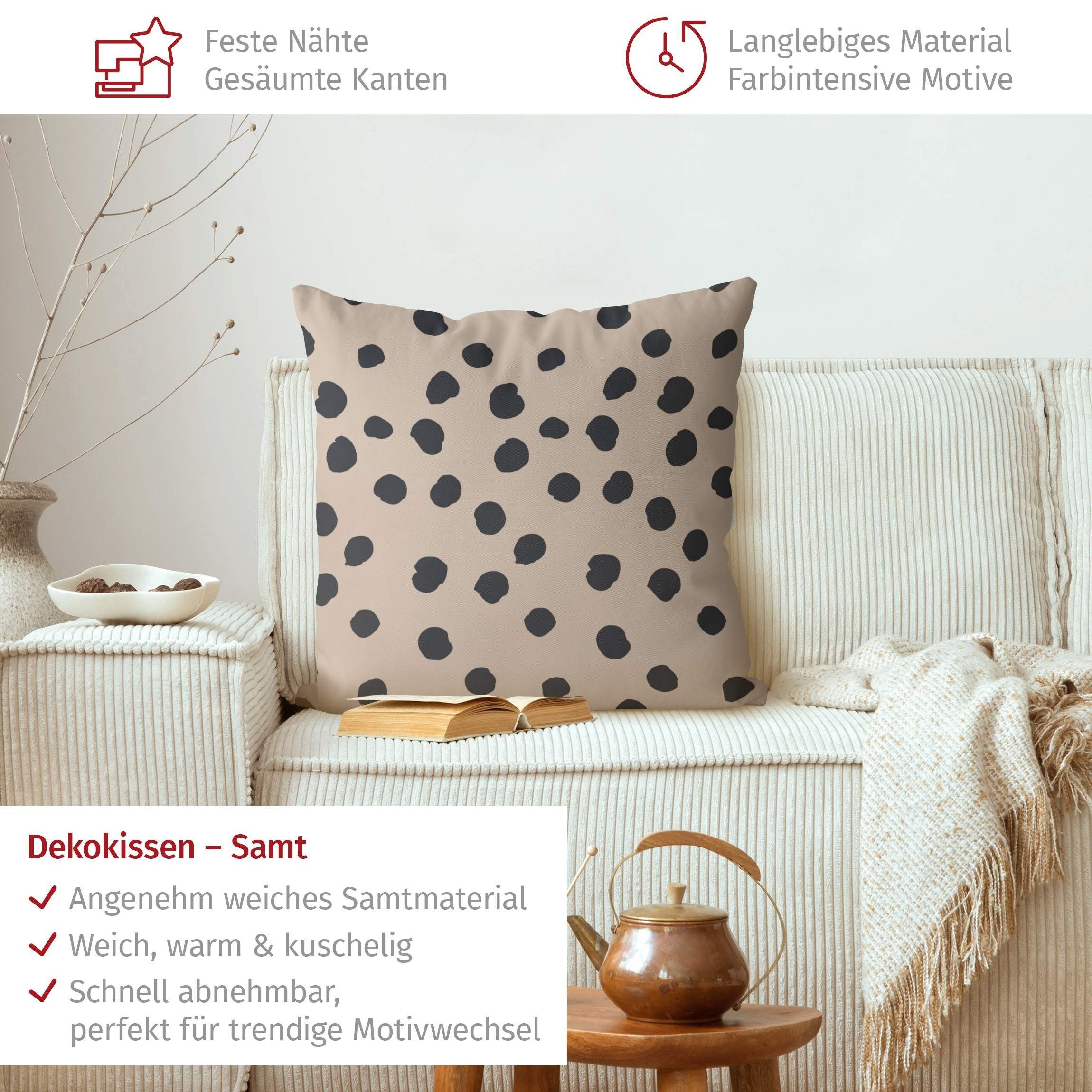 Bilderdepot24 Dekokissen drinnen Kissenhülle/ Sofakissen/ Zierkissen beige Muster Abstrakt, Bezug mit / ohne Füllung Zierkissen Outdoor Sofa Bett
