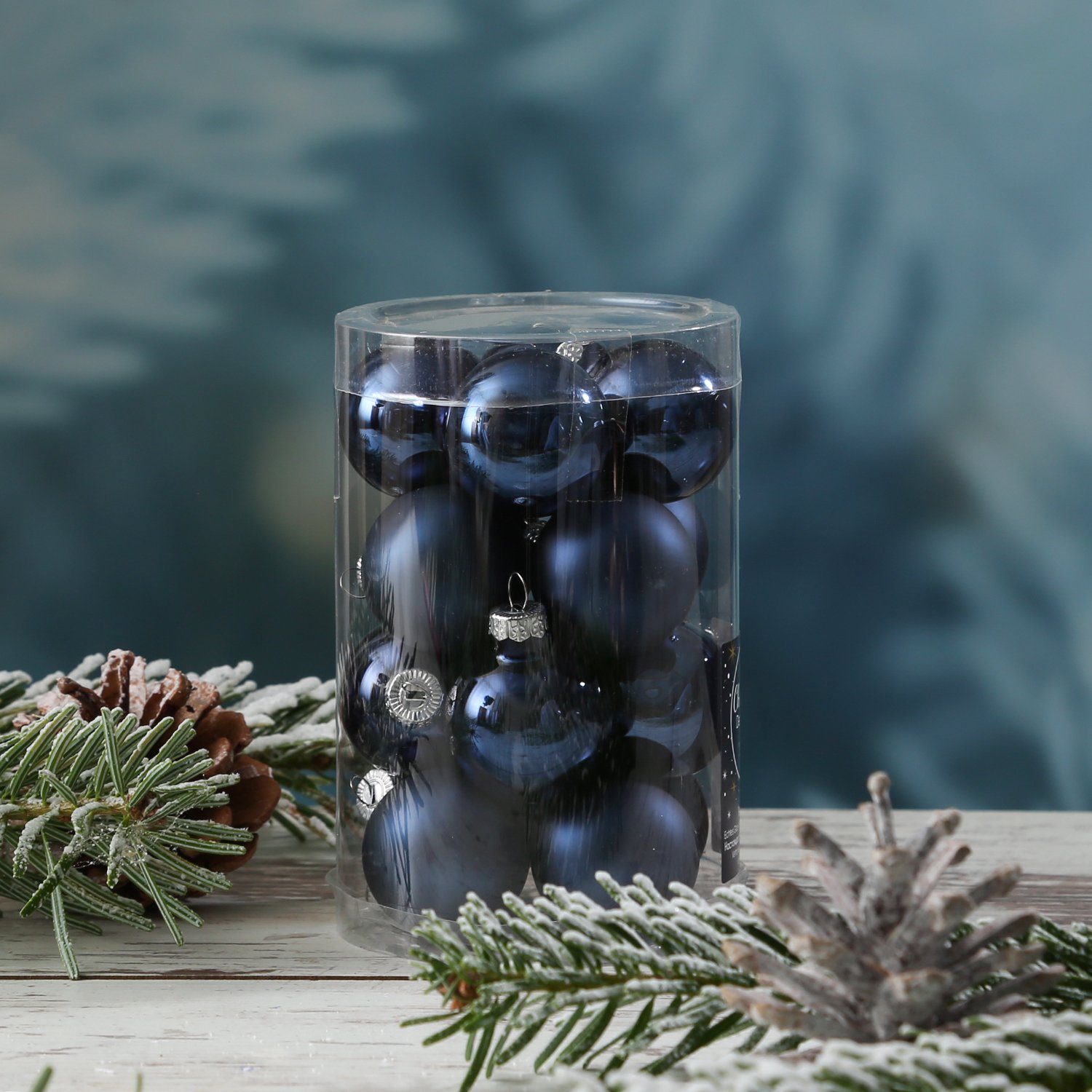 Weihnachtskugel blau St) MARELIDA (16 matt Glas 3,5cm 16St. Weihnachtsbaumkugel D: glänzend Christbaumkugel