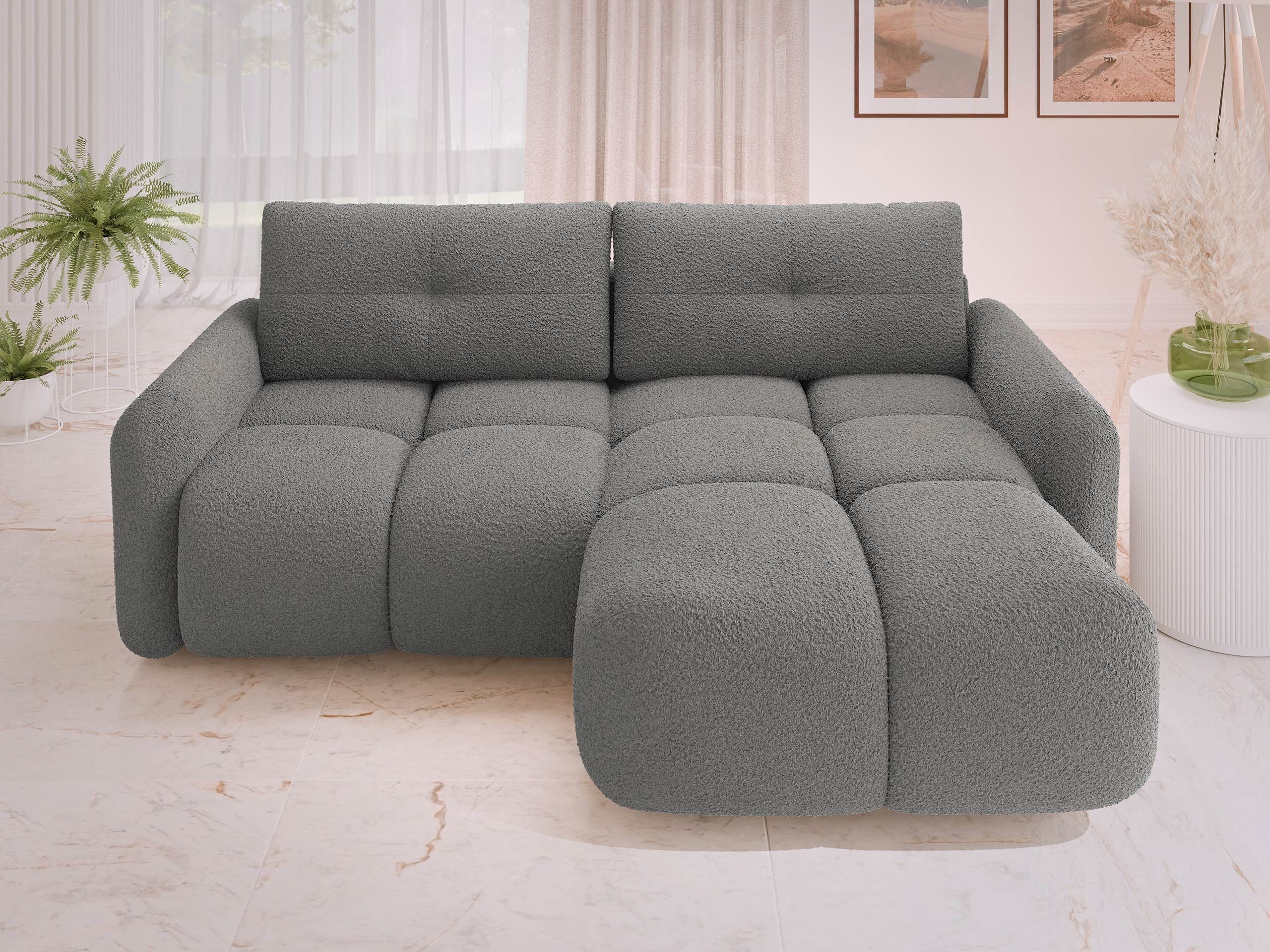 MIRJAN24 Ecksofa Sandy, mit Schlaffunktion und Bettkasten, Boucle, L-Form, 238x165x94 cm