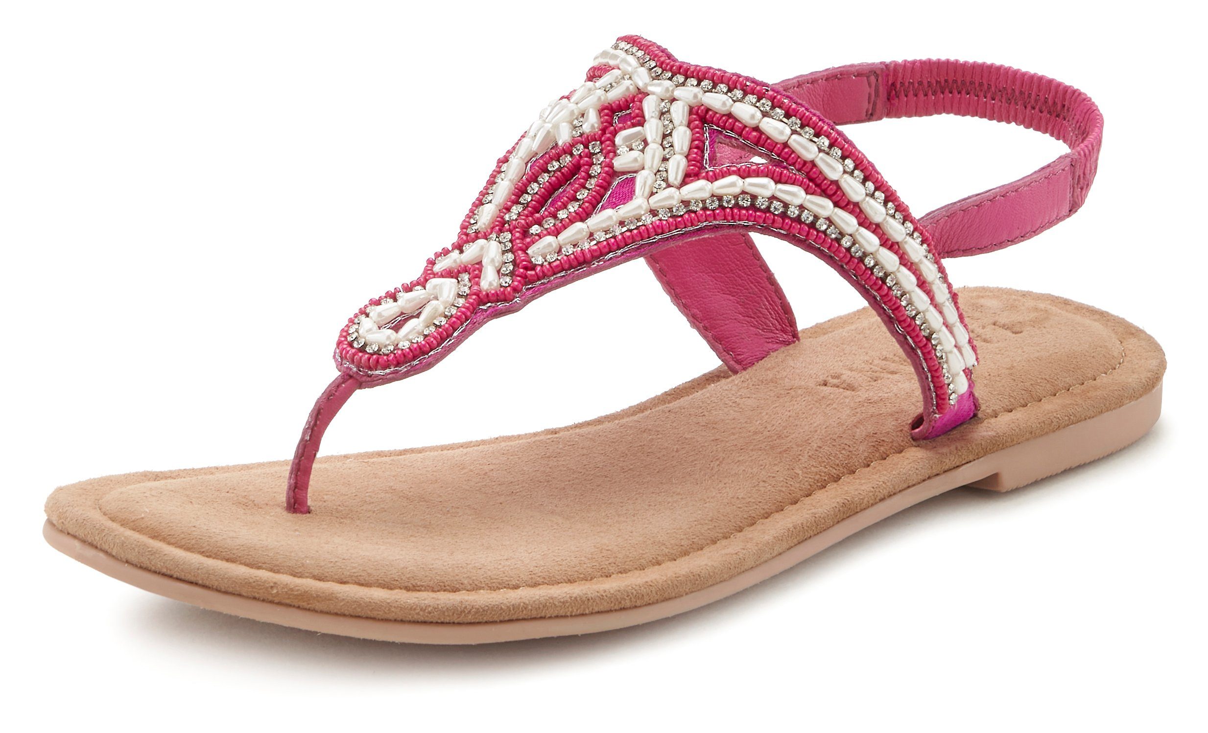 LASCANA Zehentrenner Sandale, Pantolette mit Perlen günstig online kaufen