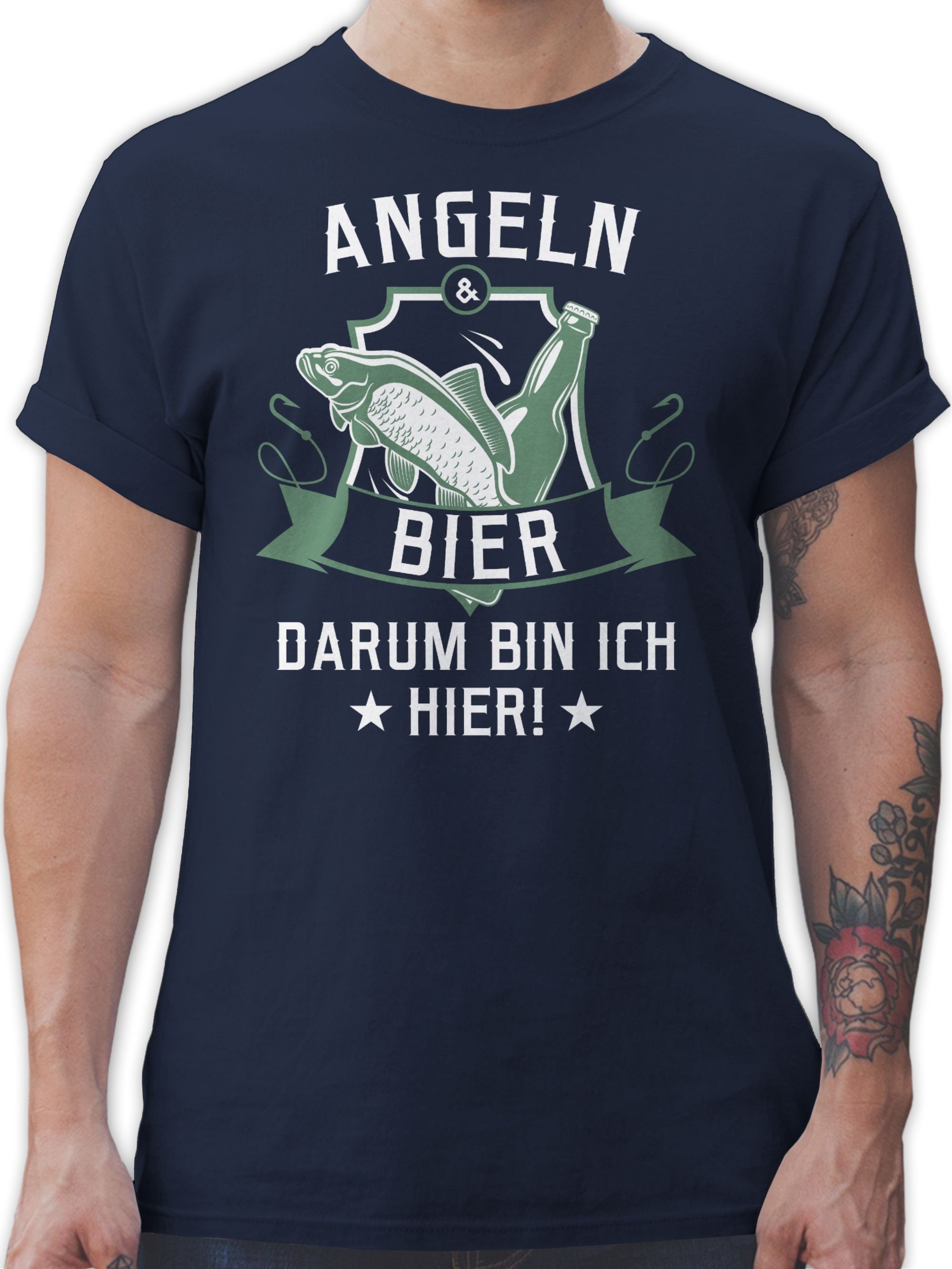 Shirtracer T-Shirt Angeln und Bier Angler Geschenke 3 Navy Blau | T-Shirts