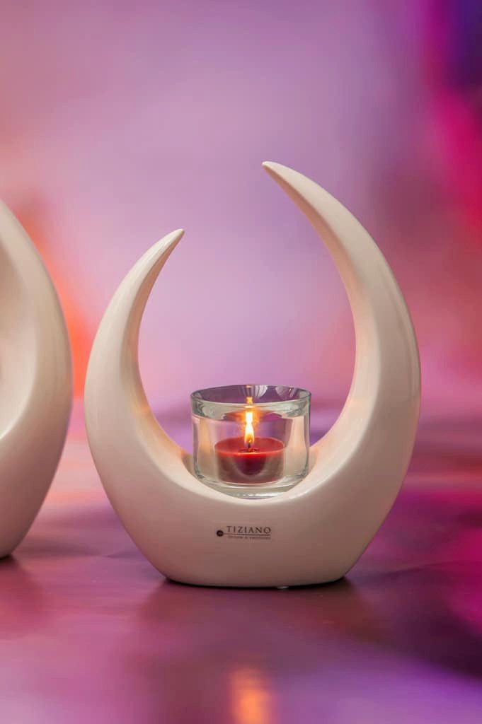 TIZIANO - DESIGN & EMOTIONS Dekofigur Deko Licht Cecita mit Klarglas weiß-creme