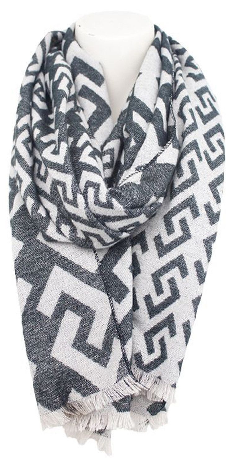 chic4home Schal Winter Weave, (1-St. 1-teilig), Damen Schal ca.65x190cm grafisches Muster weiches Kaschmir-Gefühl