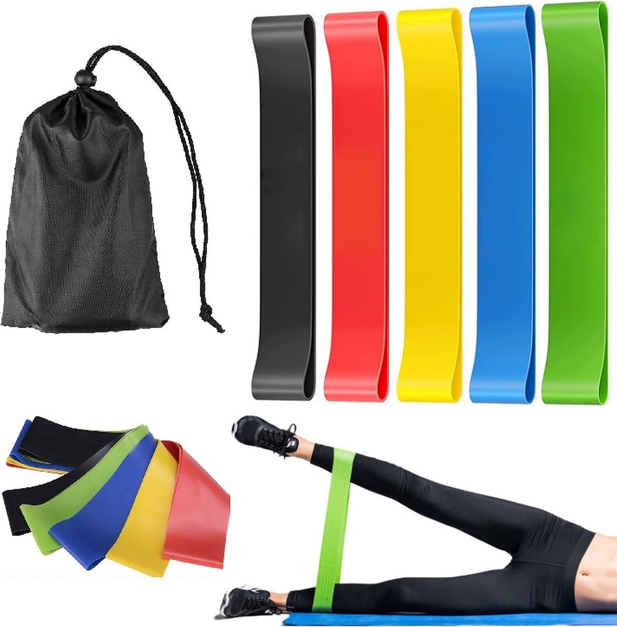 FELIXLEO Kurzhantelständer Fitnessbänder Set 5 Stück Latex Widerstandsbänder Krafttraining