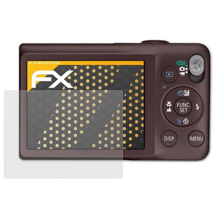 atFoliX Schutzfolie für Canon Digital IXUS 105 (3 Folien) Entspiegelnd und stoßdämpfend