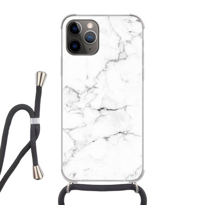MuchoWow Handyhülle Marmor - Weiß - Grau - Luxus - Marmoroptik - Strukturiert Handyhülle Telefonhülle Apple iPhone 11 Pro