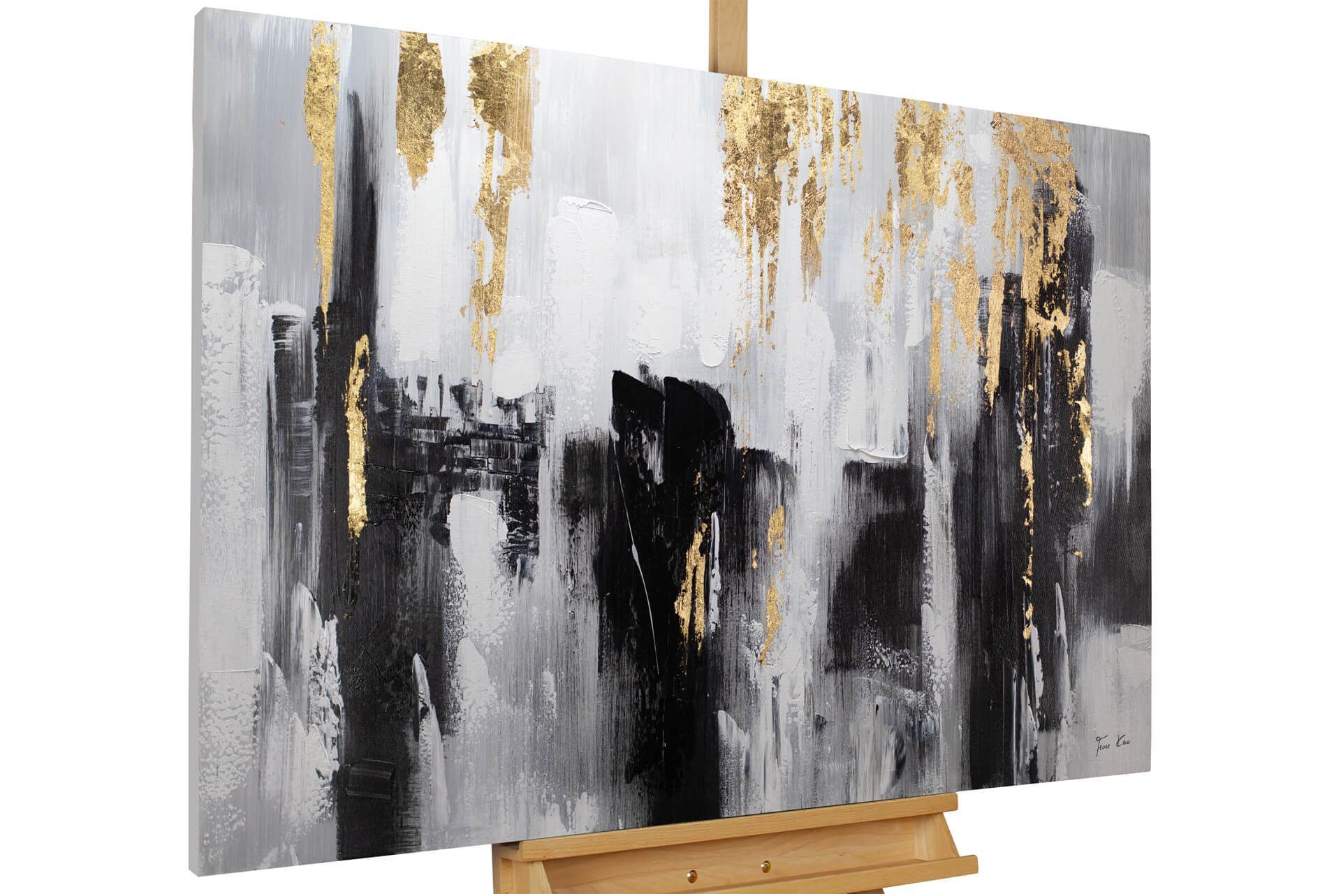 KUNSTLOFT Gemälde Shooting Upwards 120x80 cm, Leinwandbild 100% HANDGEMALT Wandbild Wohnzimmer