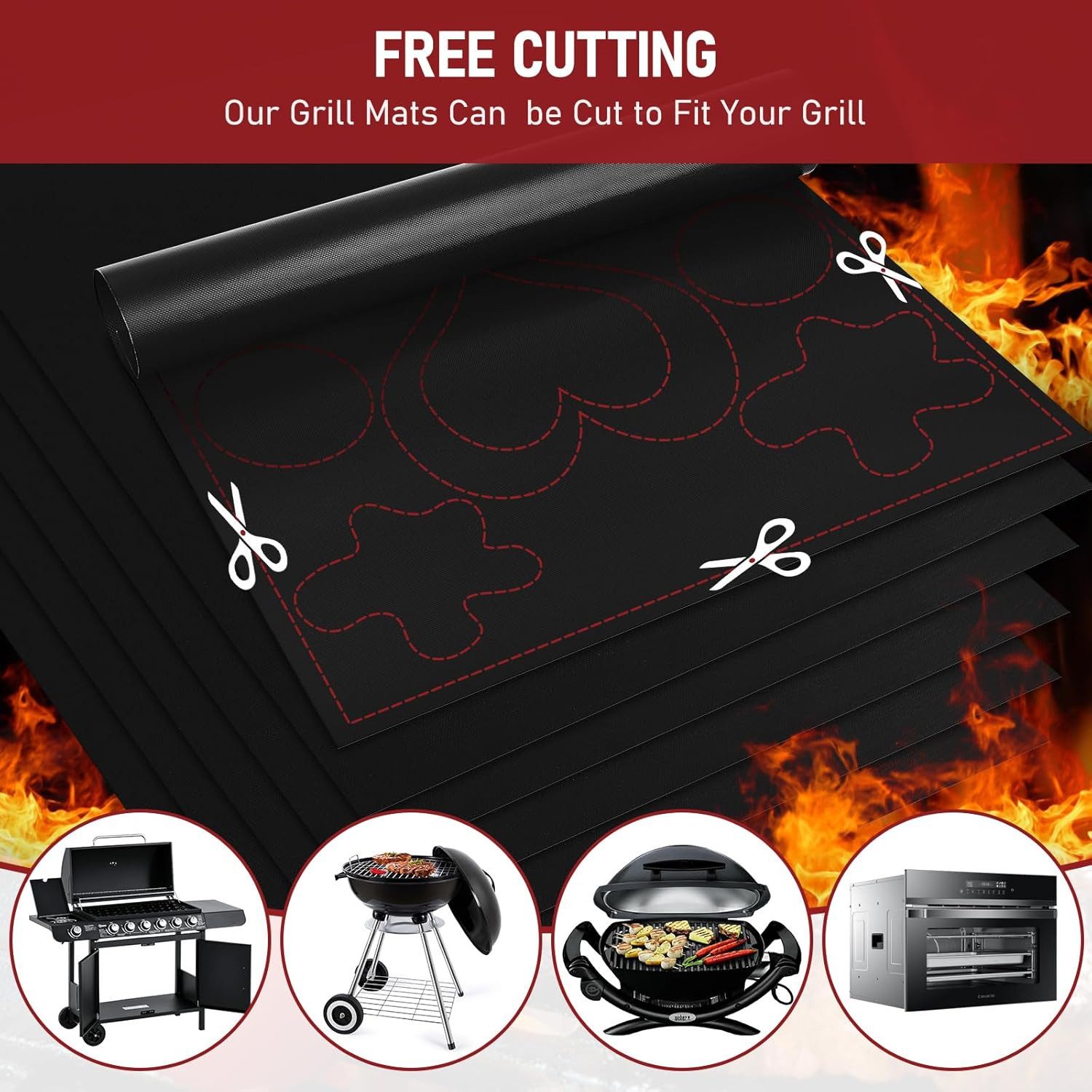 FireMat Backmatte Grillmatte 3er Set BBQ Grillunterlage
