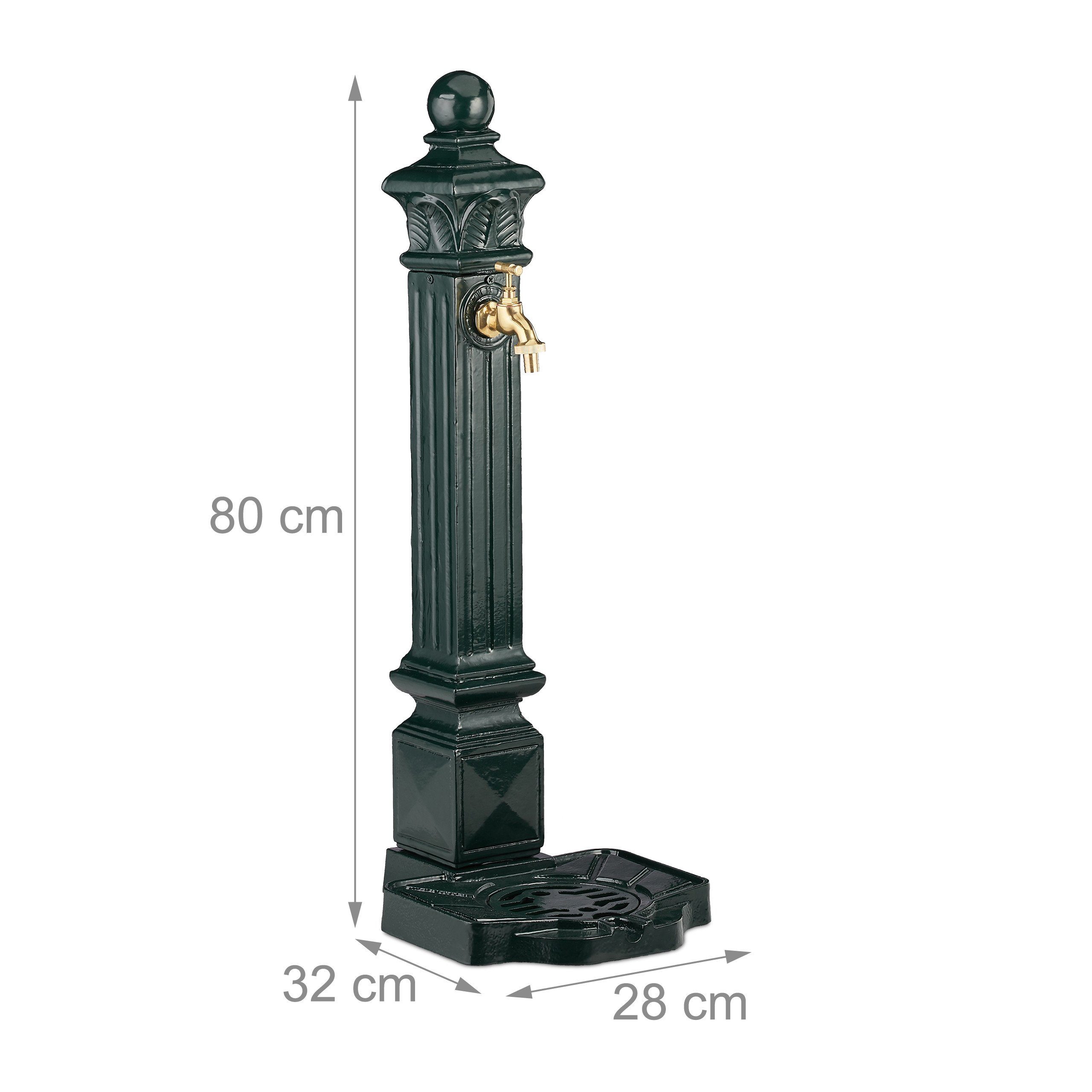relaxdays Gartenbrunnen Standbrunnen Antik Säule, 28 cm Breite, Wasserbecken BxT: 12x2 cm, (1 tlg) – Bild 4 von 5