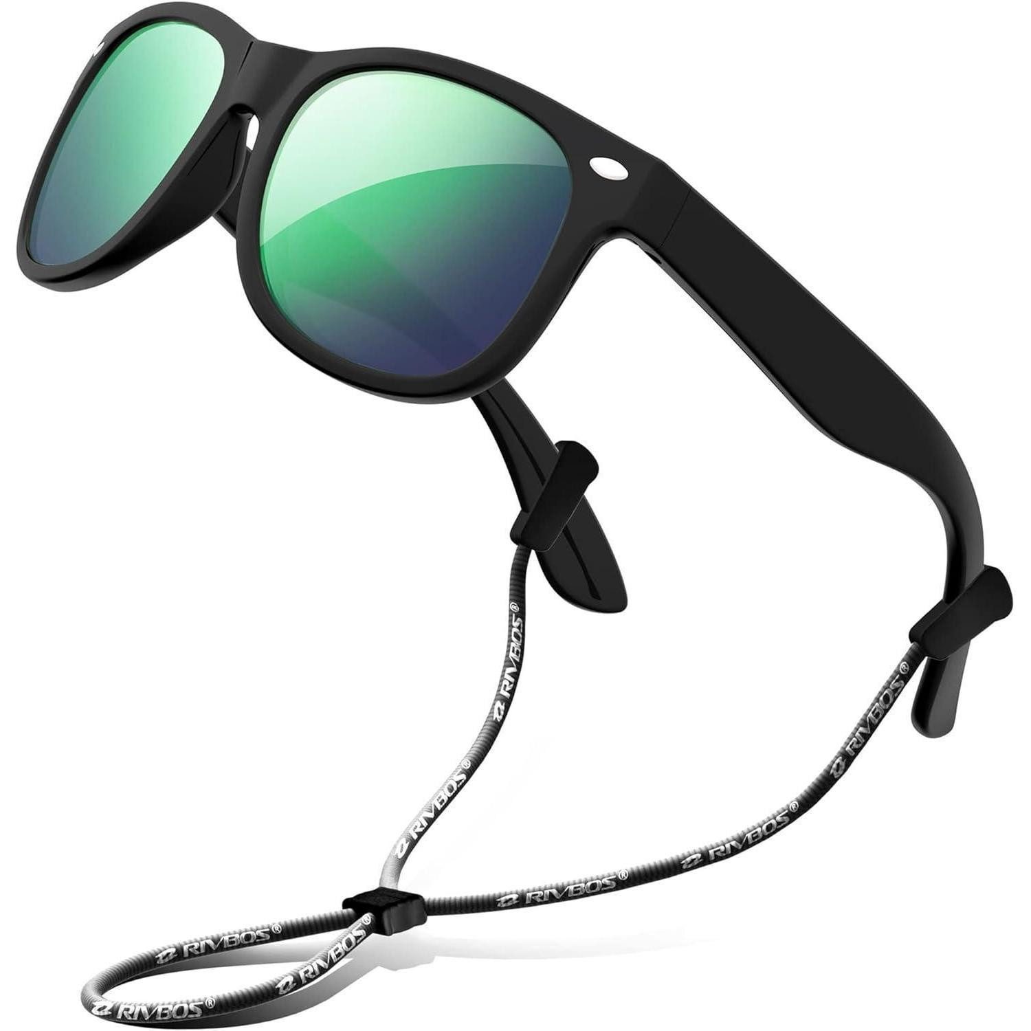 LuxusKollektion Sonnenbrille Sonnenbrille Kinder polarisiert Riemen 004-2 Schwarz Eis Grün Linse