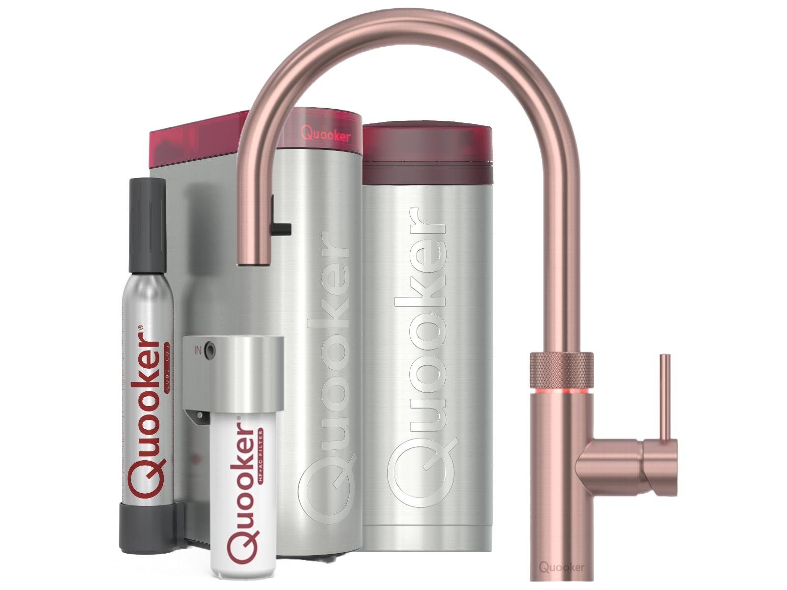 mit Reservoir QUOOKER Kupfer GARANTIE* *inkl. & CUBE PRO3 Küchenarmatur 3XRCOCUBE2 7 Rosé JAHRE Set Flex