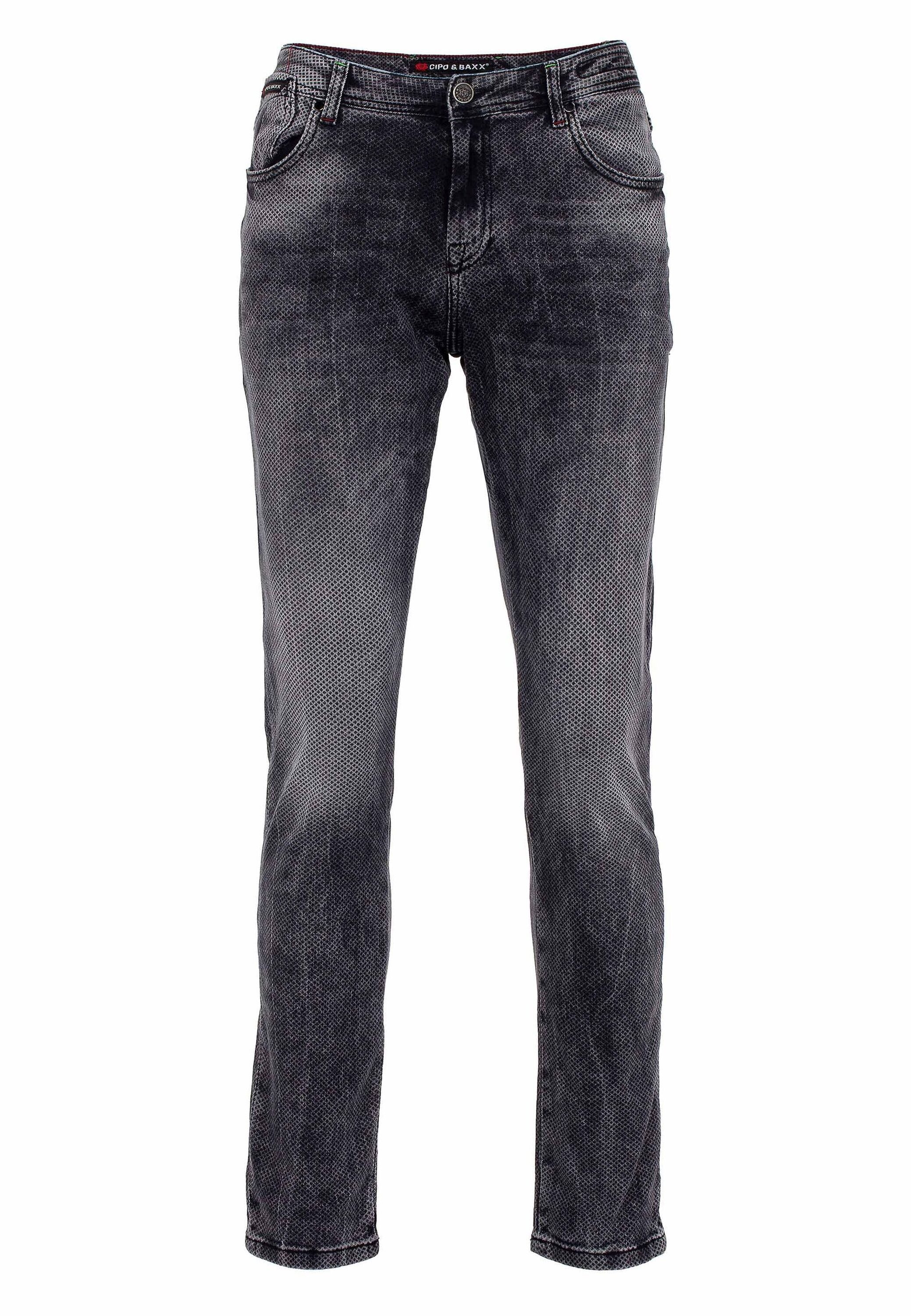 Cipo & Baxx Slim-fit-Jeans Jeans mit Allover-Gitter-Musterung, CD543 günstig online kaufen